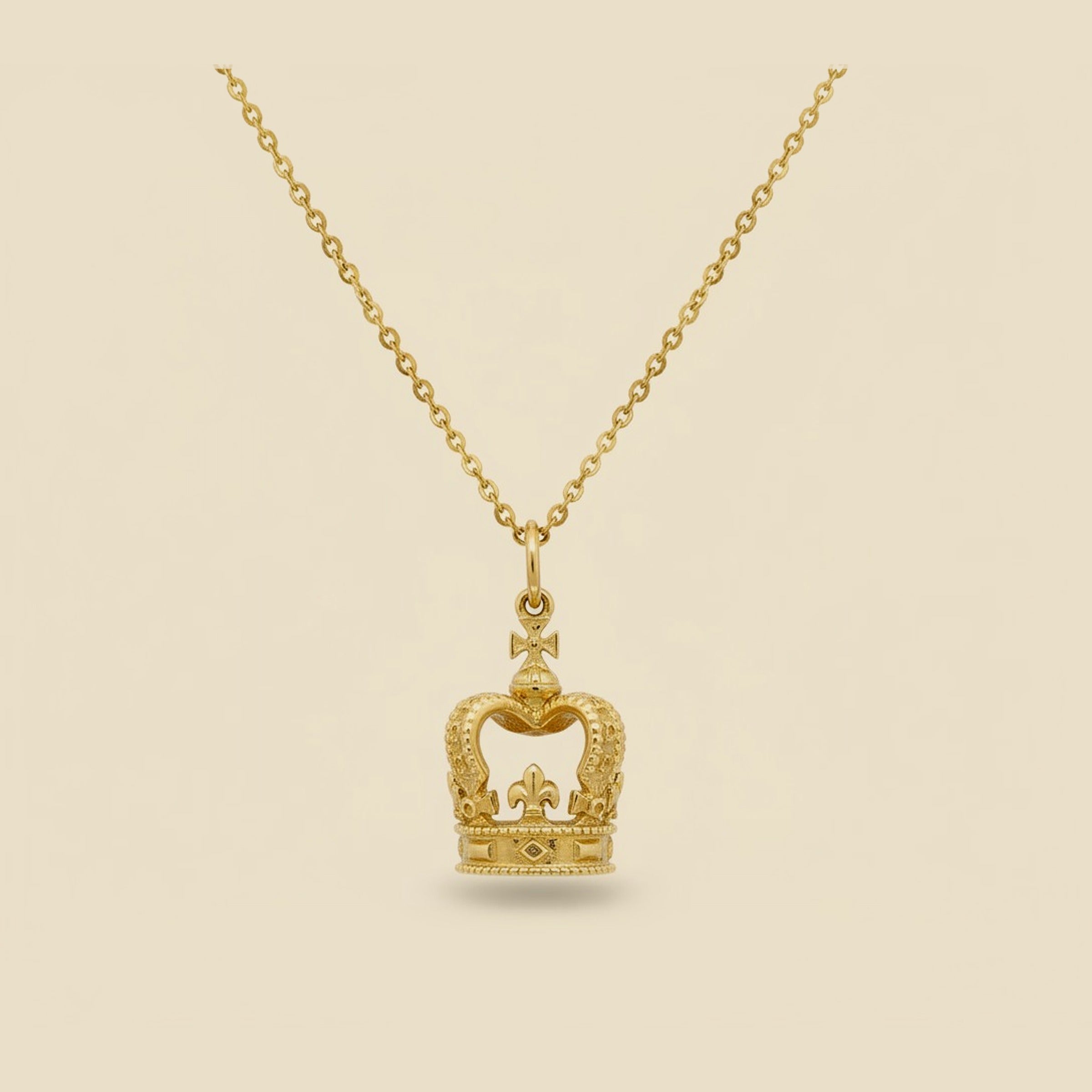 14k Yellow Gold King's Crown Charm Pendant