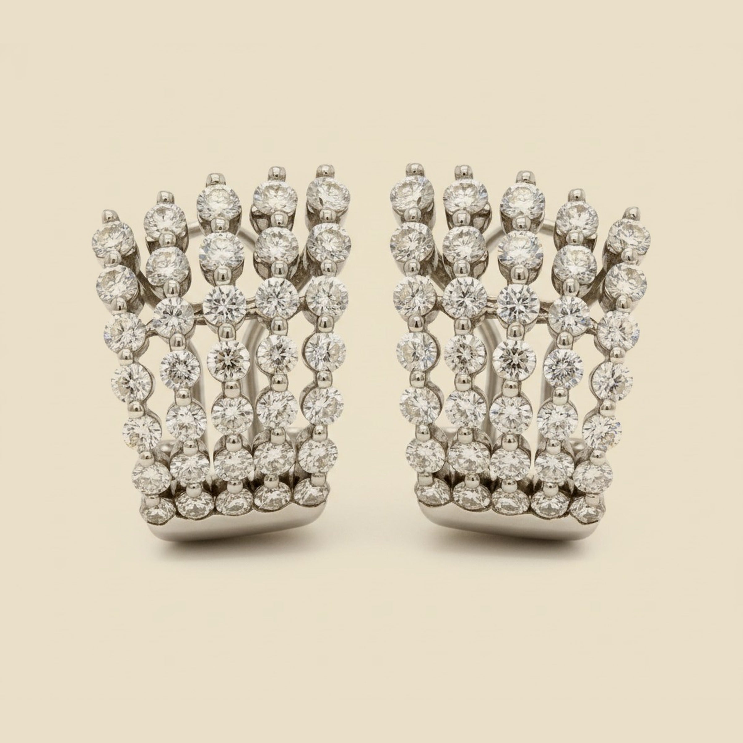 18K 5-Row Cascading Diamond Earrings – Empire Diamond