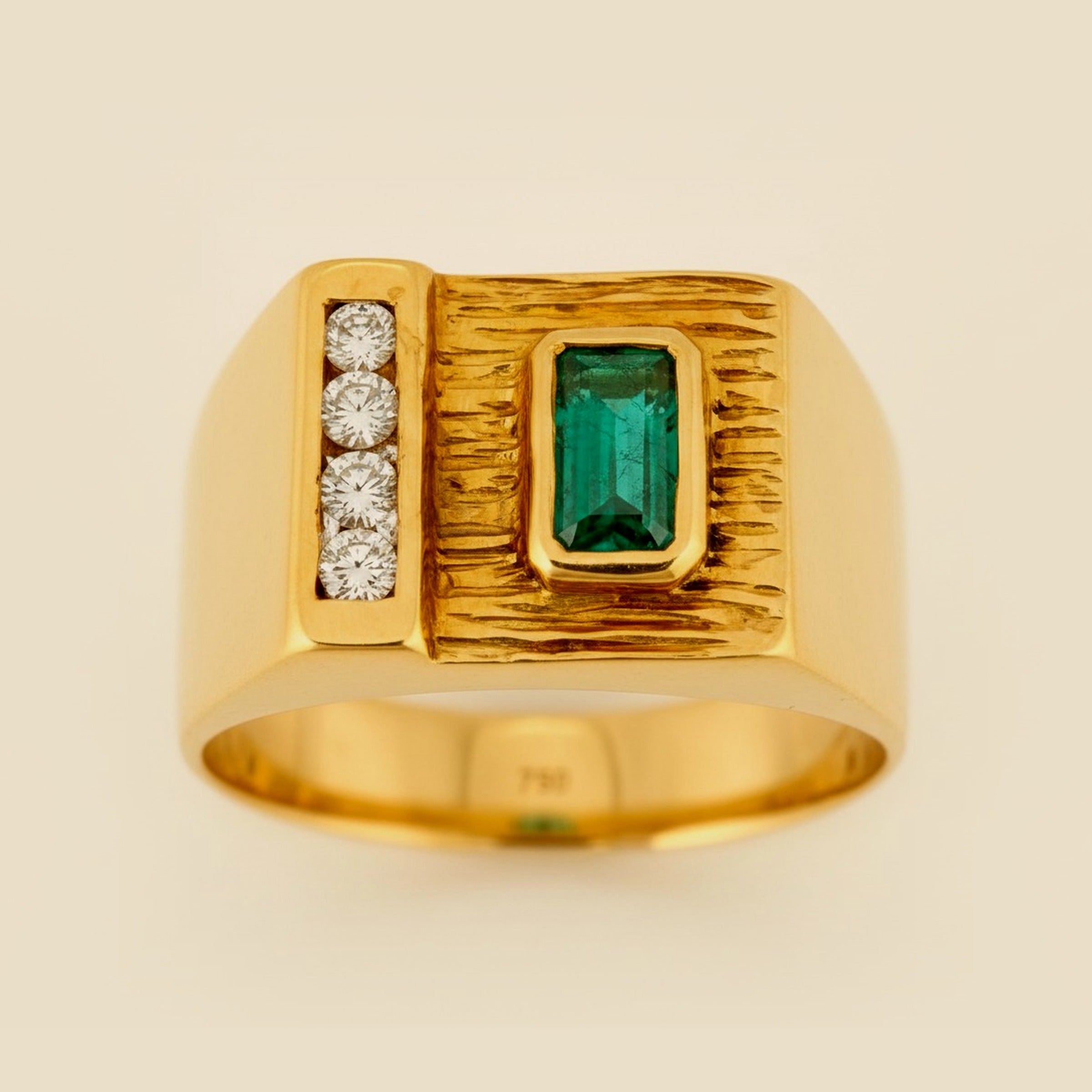 18K Brush Finish Emerald & Diamond Ring – Empire Diamond – view 2