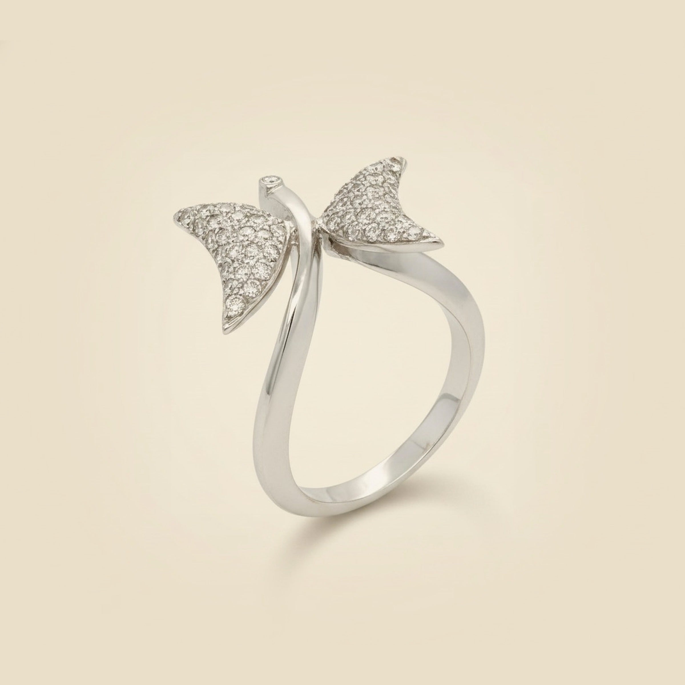 18k White Gold Pave Diamond Butterfly Ring
