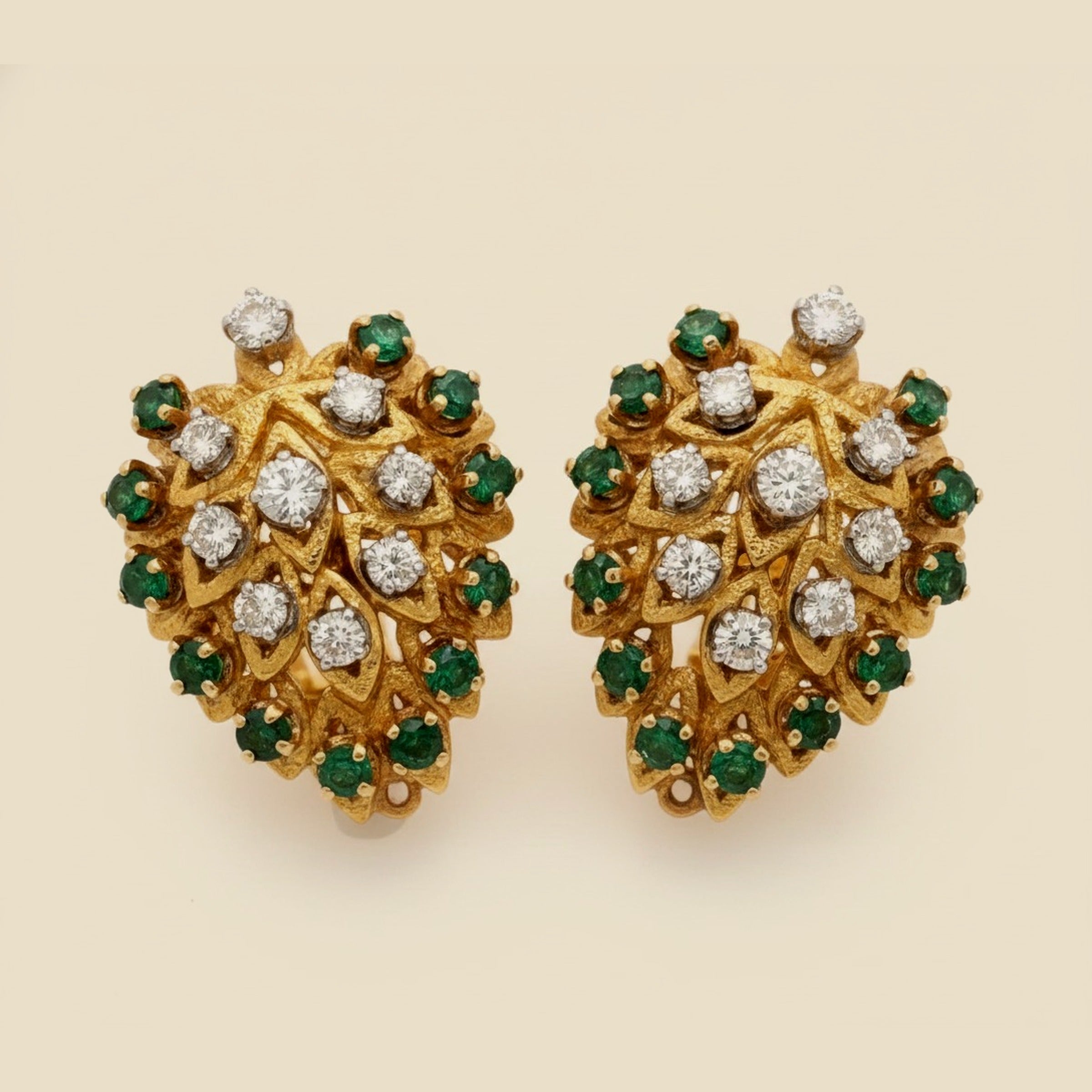 18K Yellow Gold Diamond and Emerald Clip Earrings – Empire Diamond