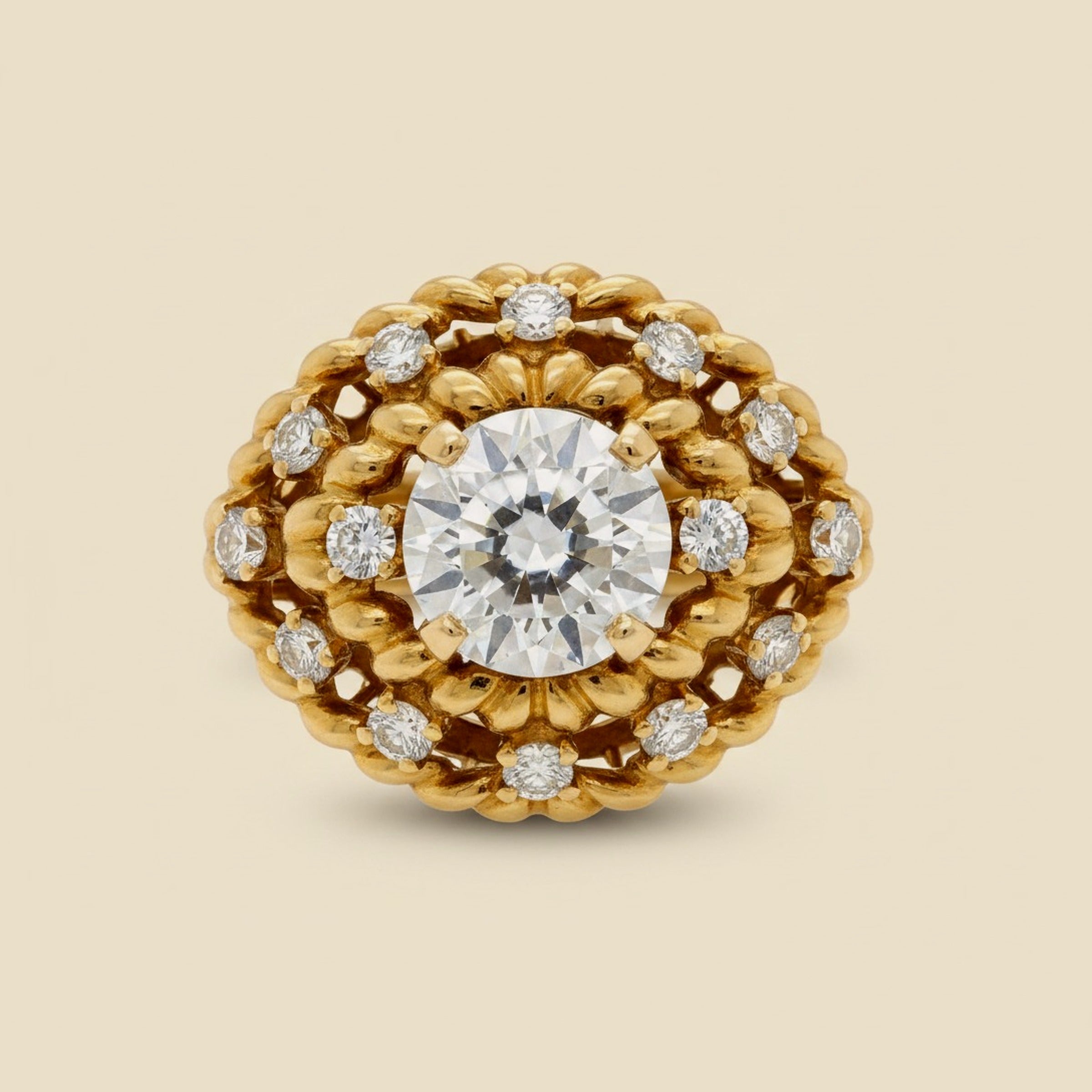 18k Yellow Gold Diamond Cocktail Ring