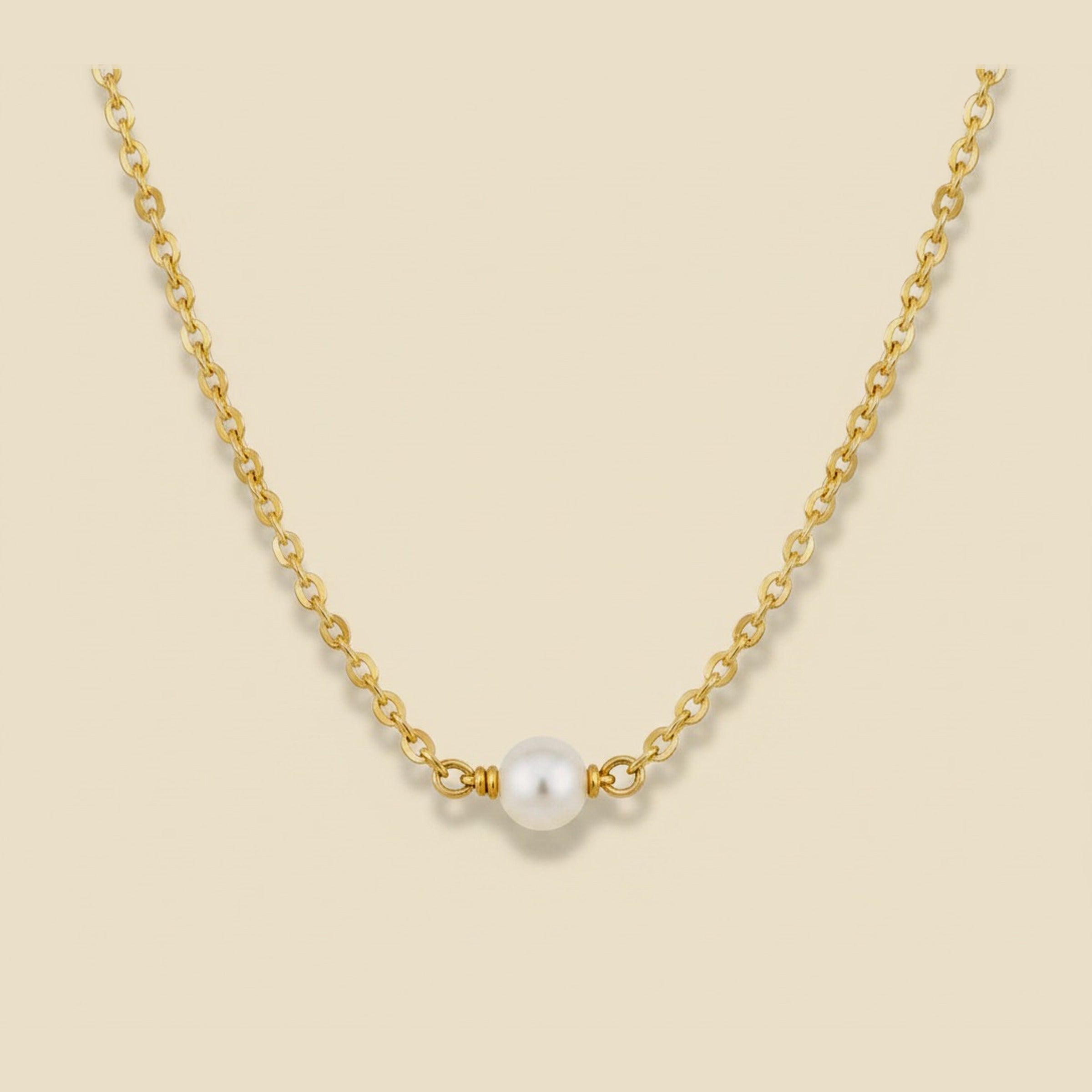 18k Yellow Gold Pearl Station Necklace