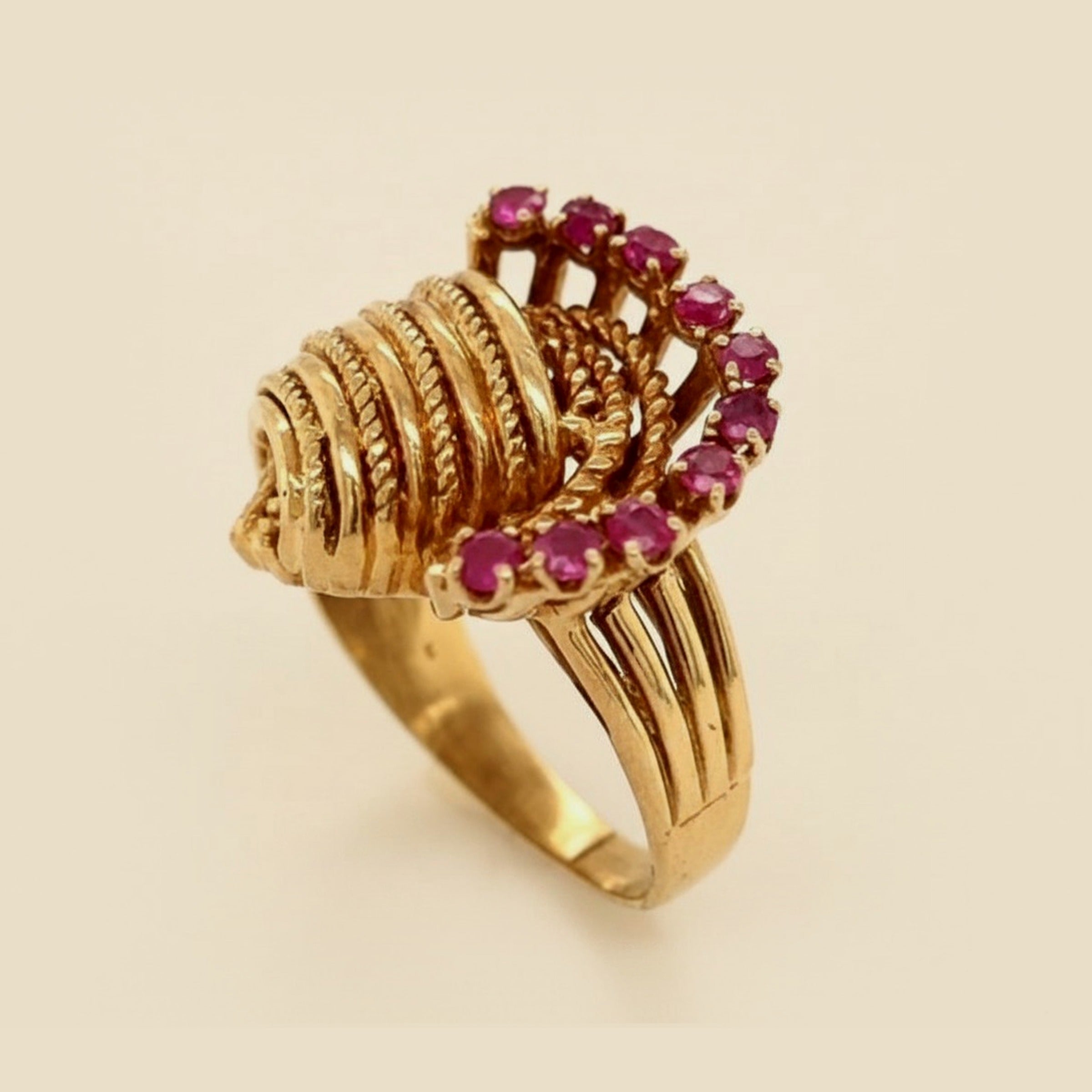 1960's Yellow Gold Braided Ruby Cocktail Ring – Empire Diamond