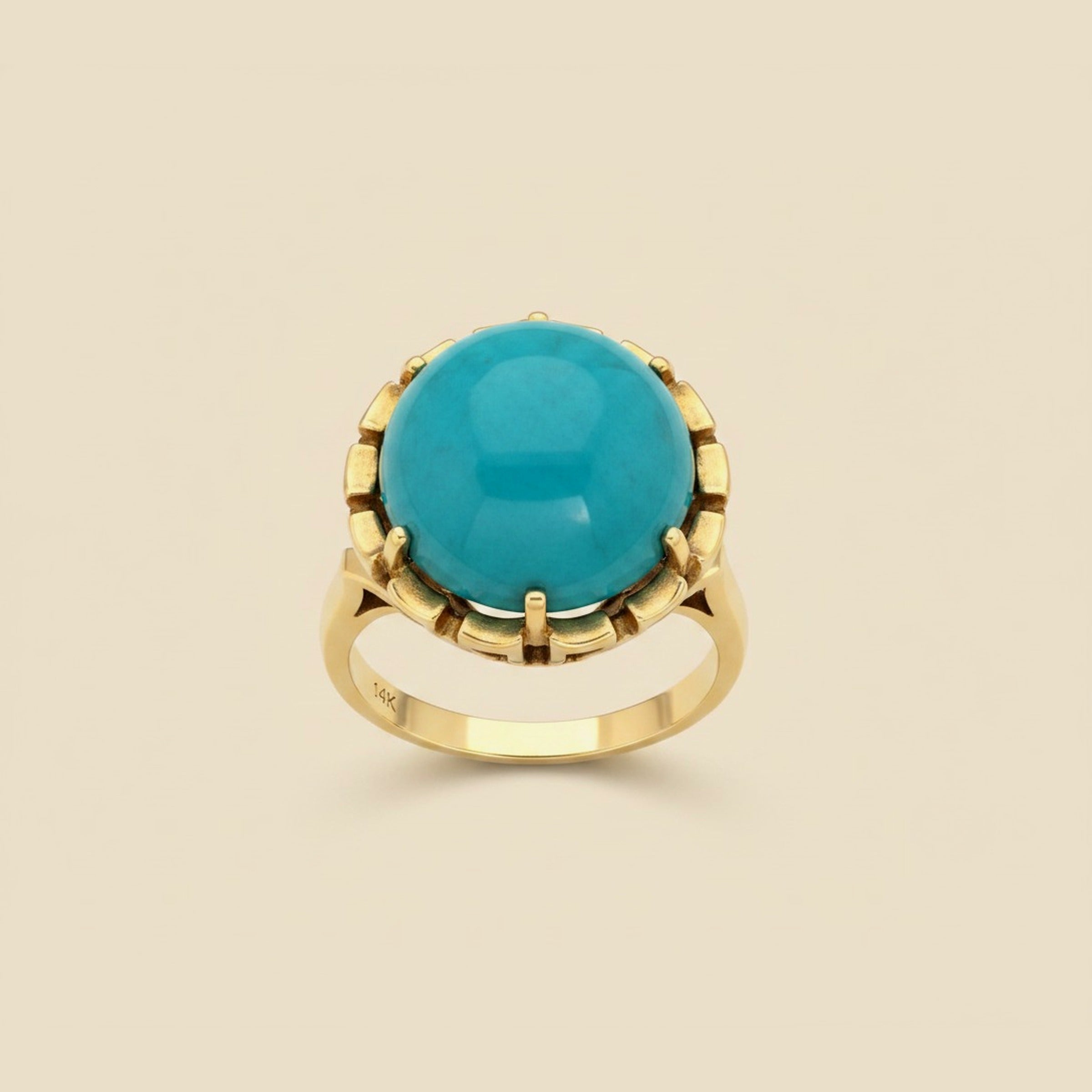 1960's Yellow Gold Turquoise Ring – Empire Diamond – view 2