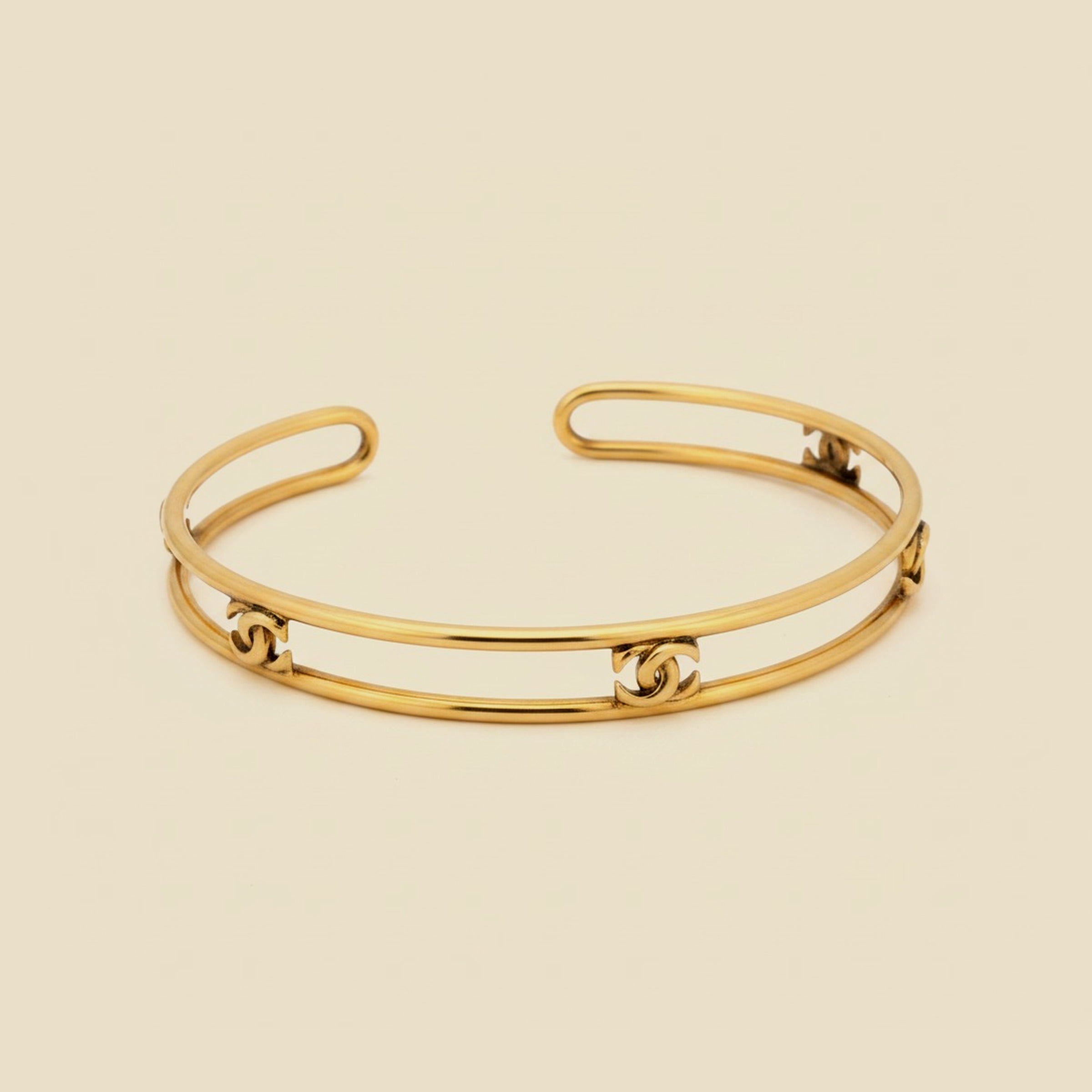 1980 - 90's Cartier Double C Cuff Bangle Bracelet – Empire Diamond