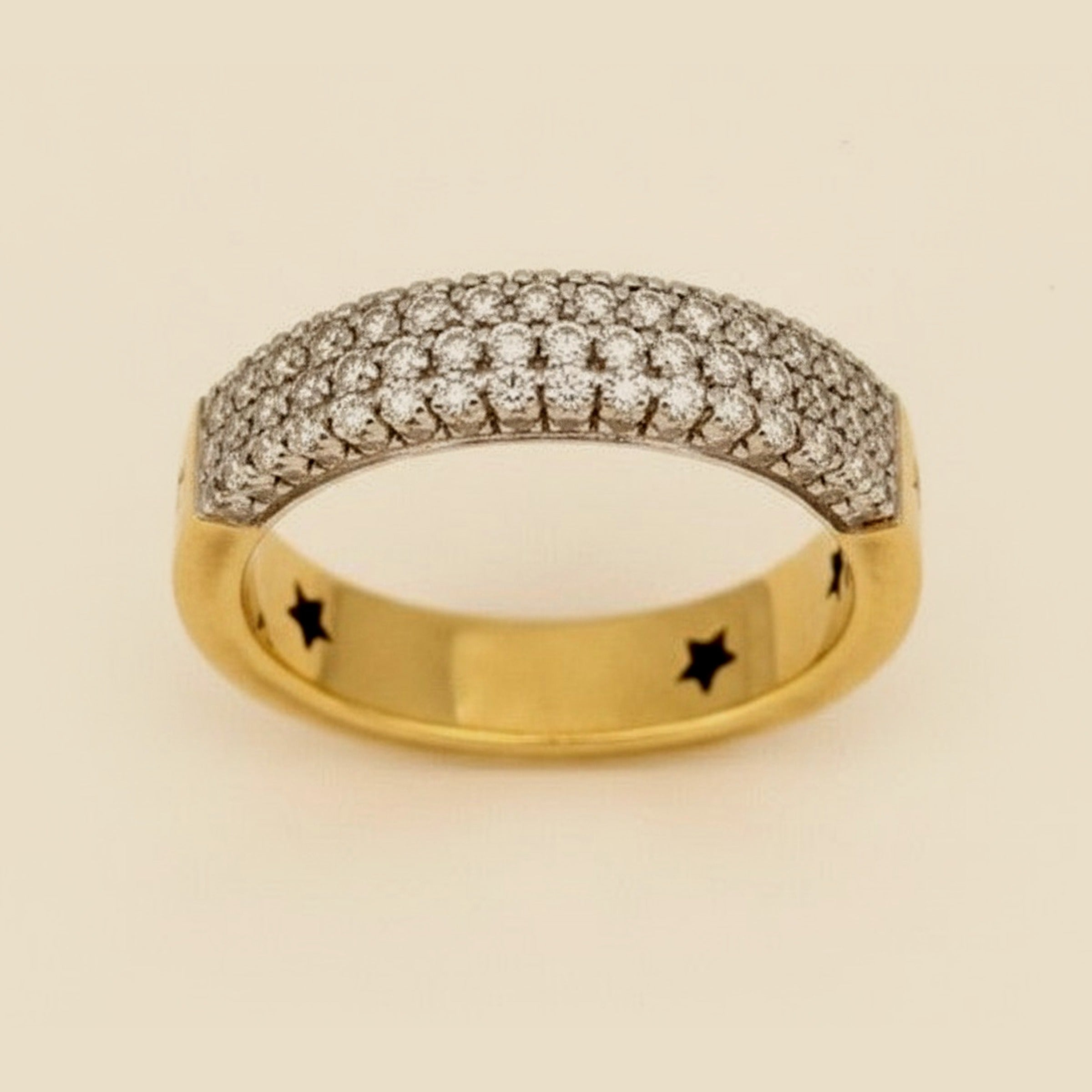 2-Tone 18K Half Round Pave-Diamond Ring – Empire Diamond – view 2