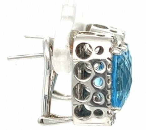 White Gold Blue Topaz and Diamond Earrings – Empire Diamond – view 3