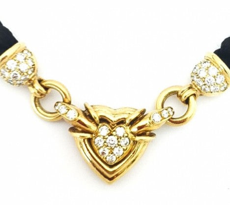Black Braided Cord Diamond Heart Necklace – Empire Diamond