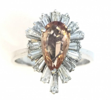 Natural Topaz & Diamond Ballerina Ring set in White Gold – Empire Diamond – view 2