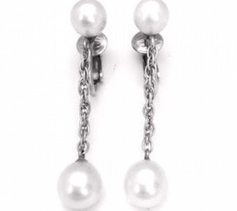 Dangling Pearl Earrings – Empire Diamond – view 2