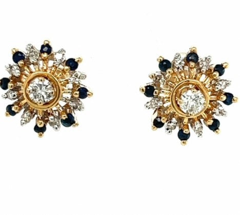 14K Yellow Gold Sapphire & Diamond Stud Earring Jackets – Empire Diamond – view 2