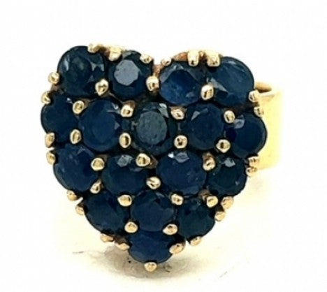 Yellow Gold Heart filled with round Sapphires – Empire Diamond – view 2