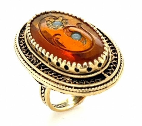 Yellow Gold CARNELIAN RING – Empire Diamond – view 2