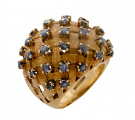 Tiffany 18K Basketweave & Sapphire Ring – Empire Diamond – view 2