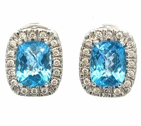 White Gold Blue Topaz and Diamond Earrings – Empire Diamond