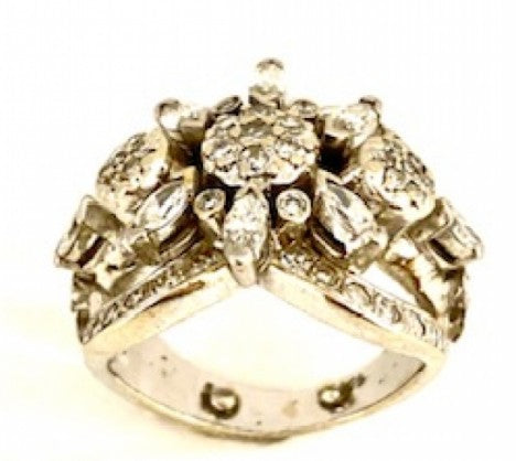 1950's White Gold Diamond Cocktail Ring – Empire Diamond – view 2