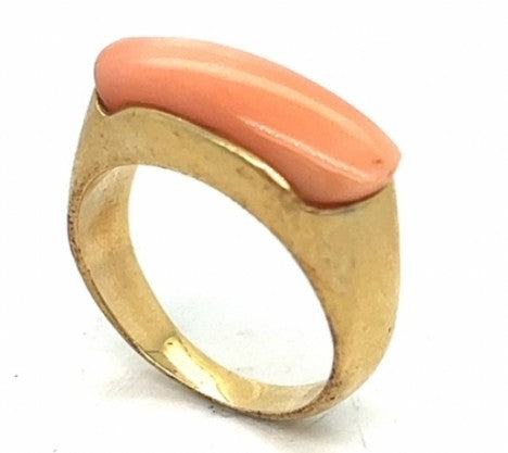 Simple Yellow Gold Classic Coral Ring – Empire Diamond – view 2