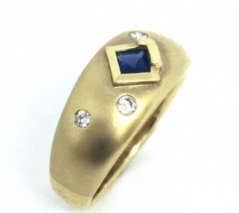 Semi-Satin Finish Sapphire & Diamond Ring – Empire Diamond – view 3