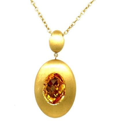 Checkerboard Cut Oval Citrine Slide Pendant – Empire Diamond – view 3