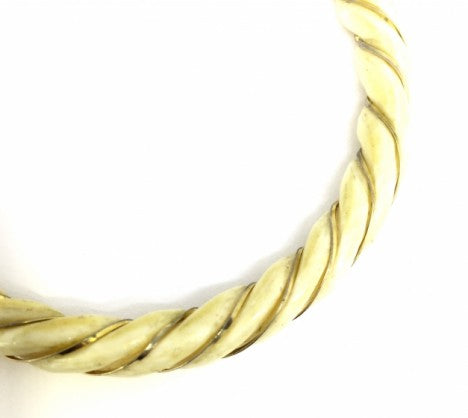 Carved Ivory Twist & Gold Plated Wire Bangle Bracelet – Empire Diamond – view 2
