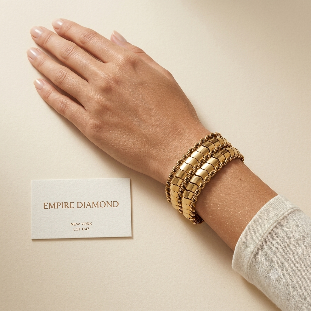 18K Rose Gold Chevron and Rope Design Bracelet