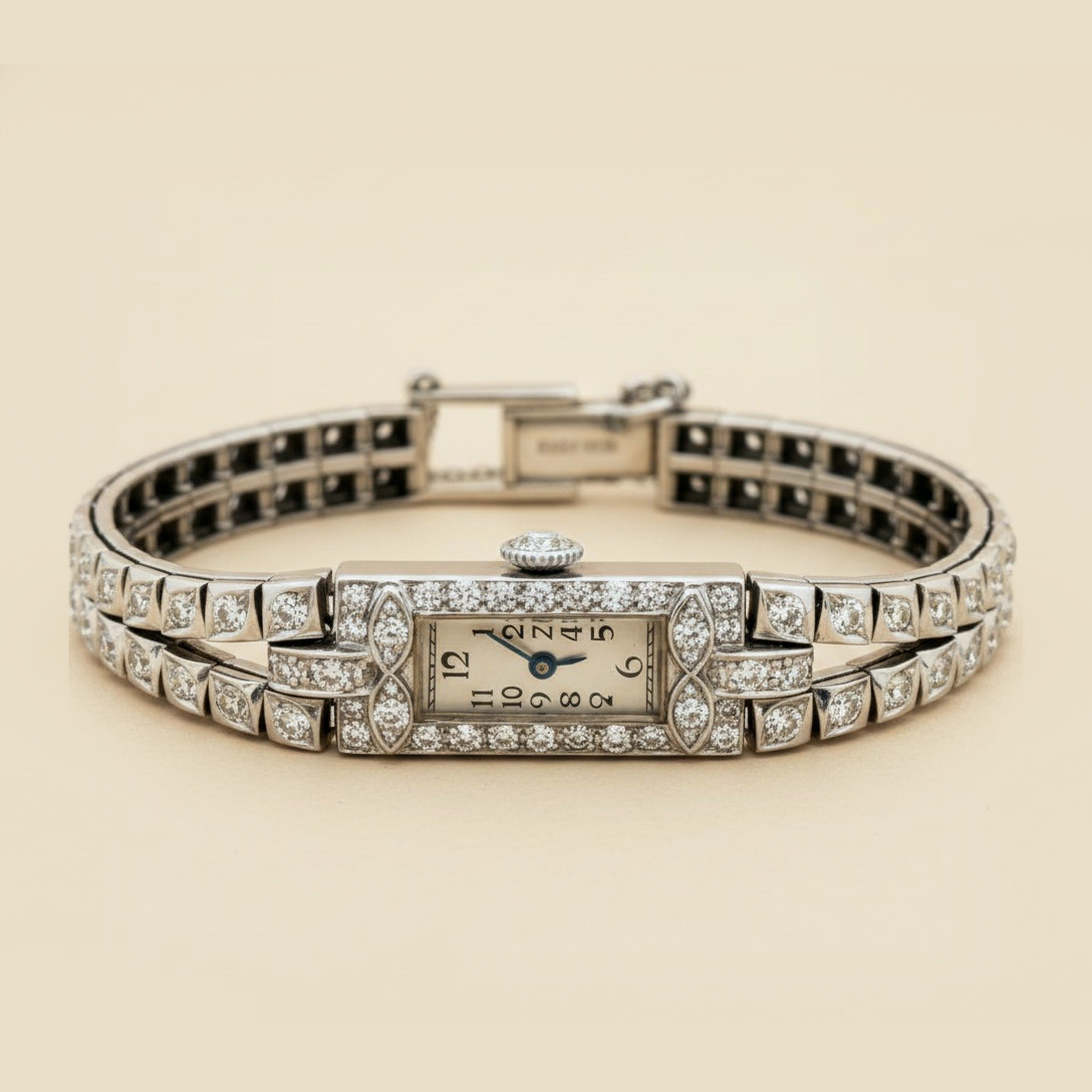 A.Nicolet Platinum and 14k White Gold Diamond Watch Bracelet