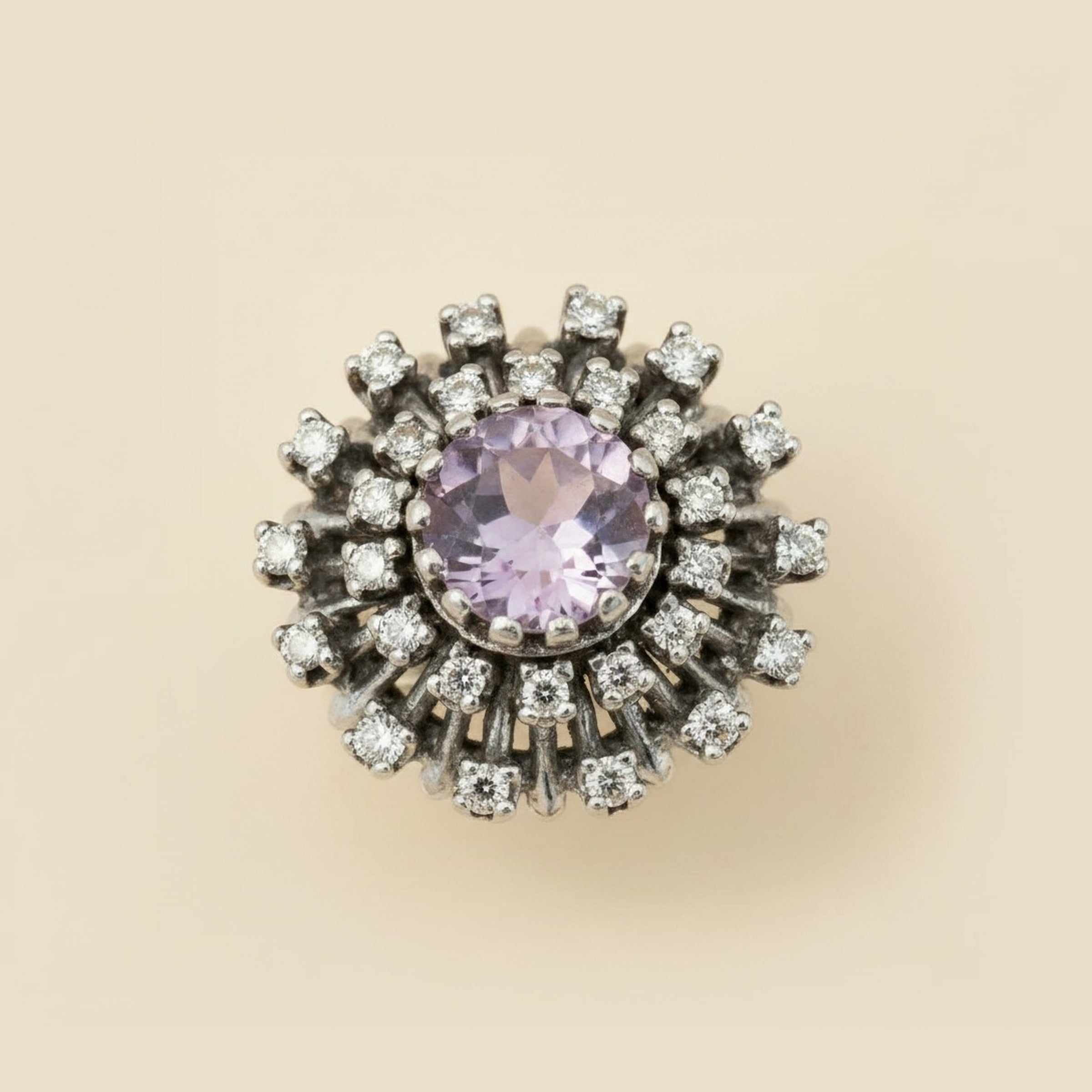 Amethyst & Diamond Retro Cocktail Ring – Empire Diamond – view 2
