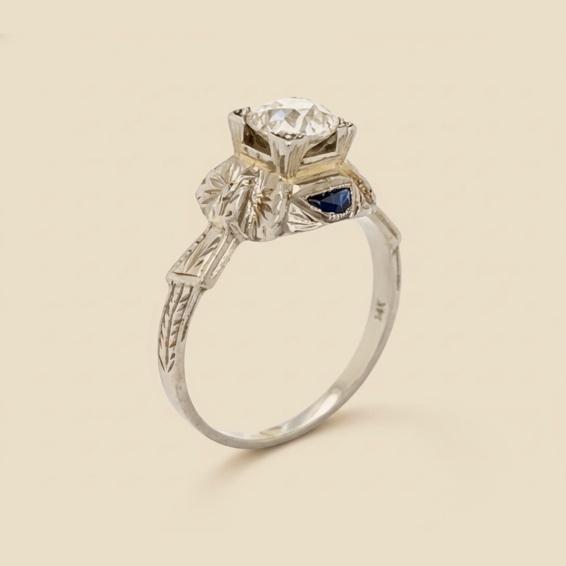 Art Deco Platinum Diamond Engagement Ring