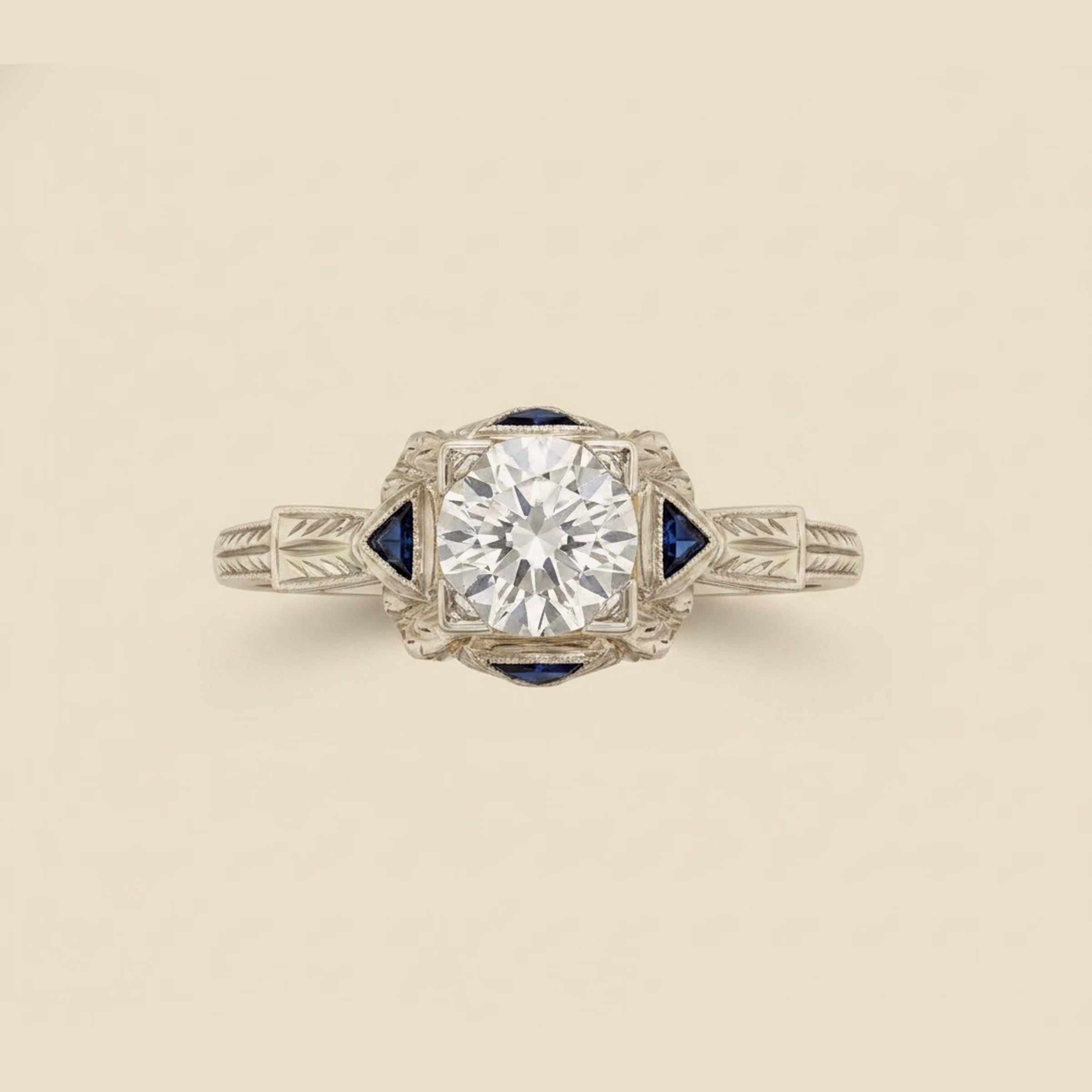 Art Deco Platinum Diamond Engagement Ring