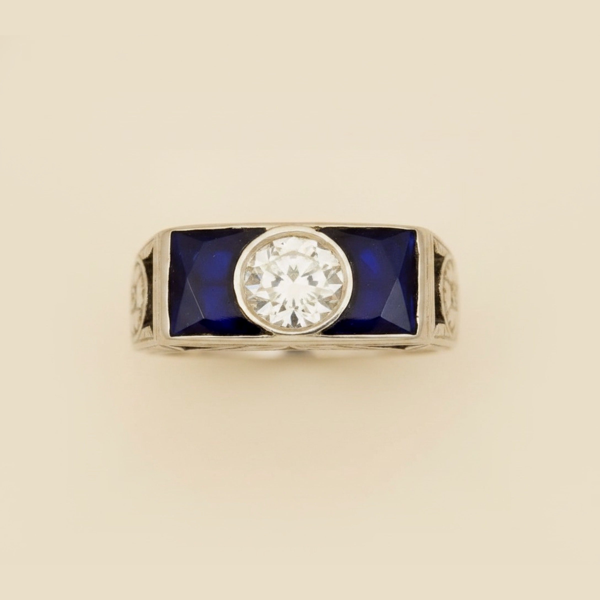 Art Deco White Gold Bezel Set Diamond Ring