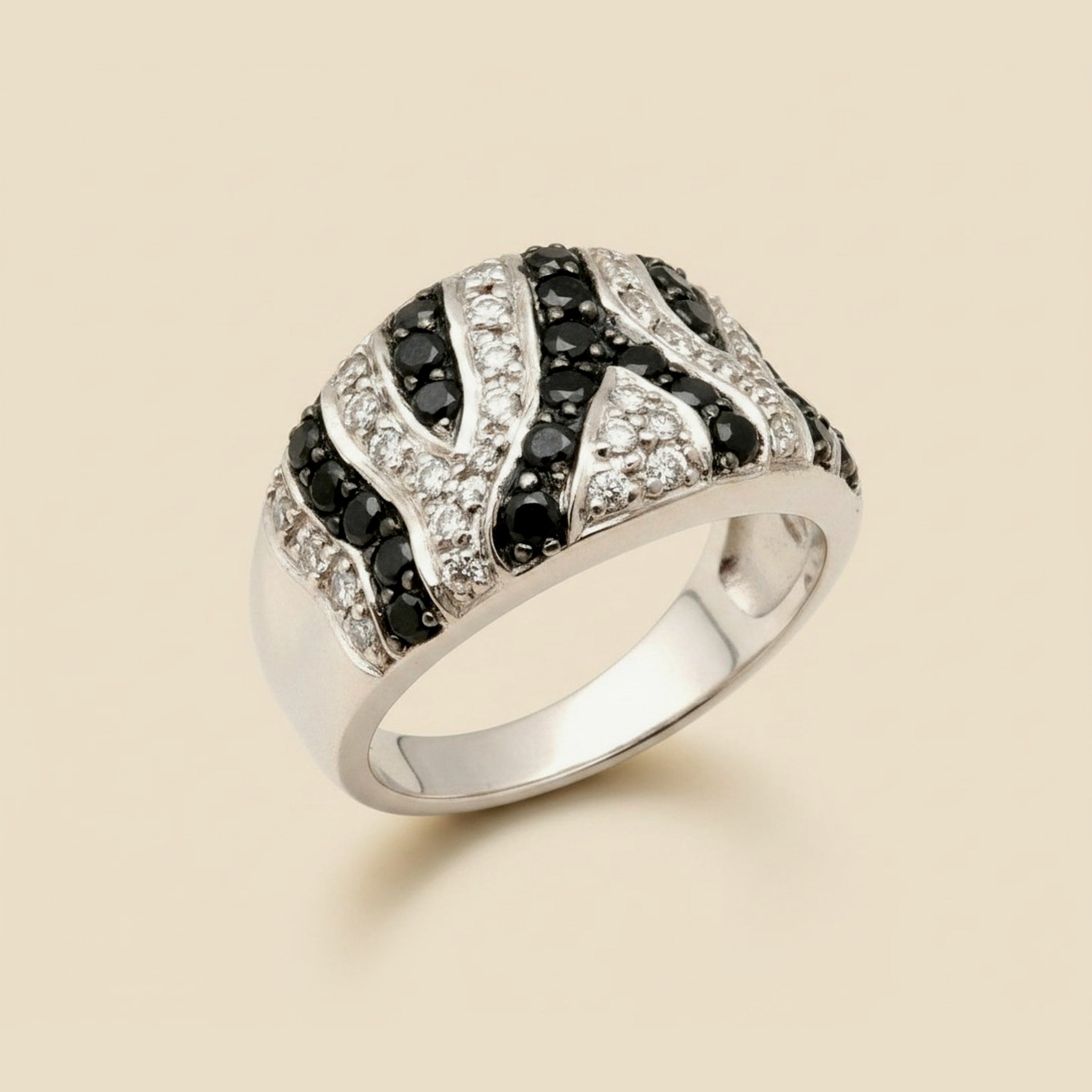 Black & White Diamond Cocktail Ring – Empire Diamond