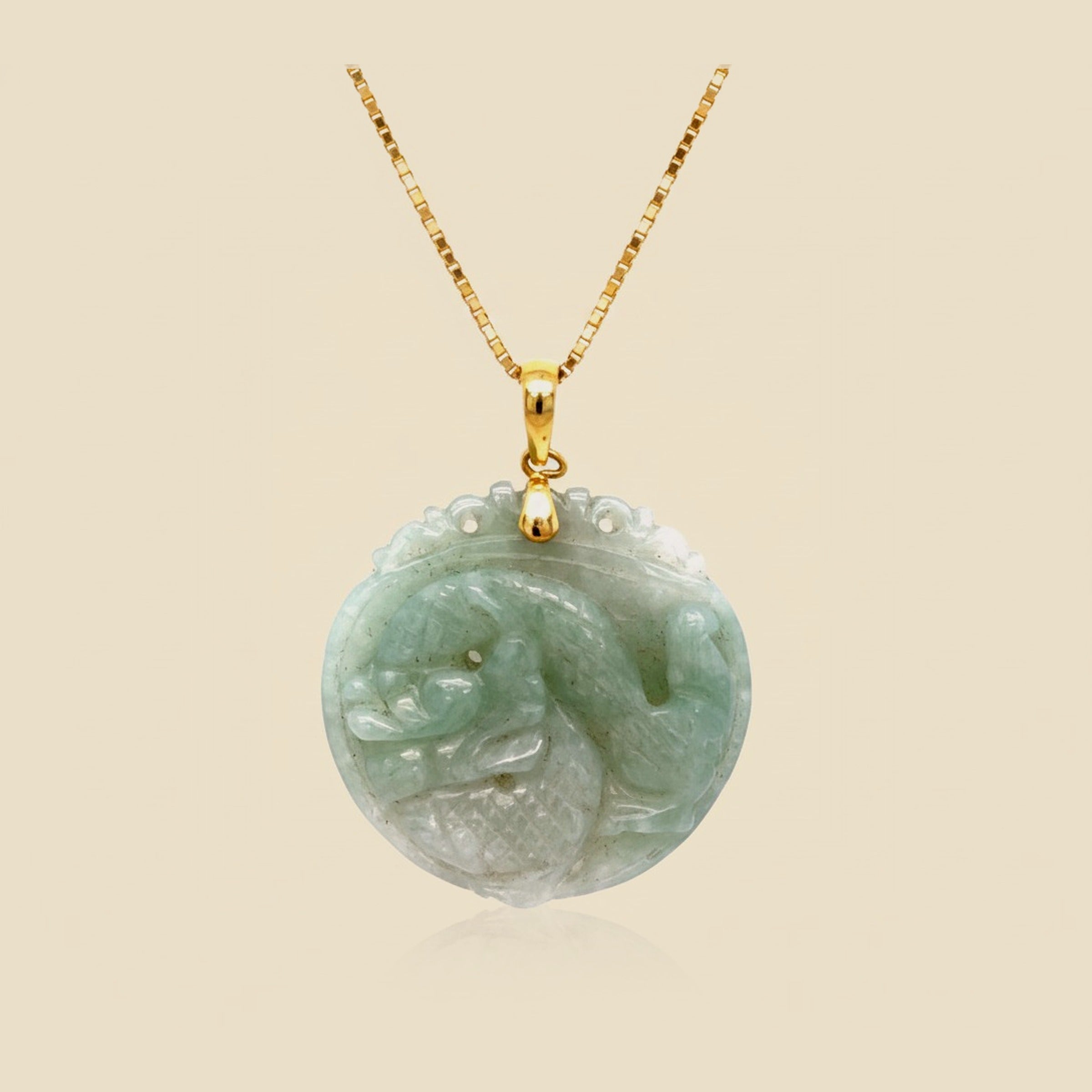 Carved Jadeite Chinese Dragon Pendant