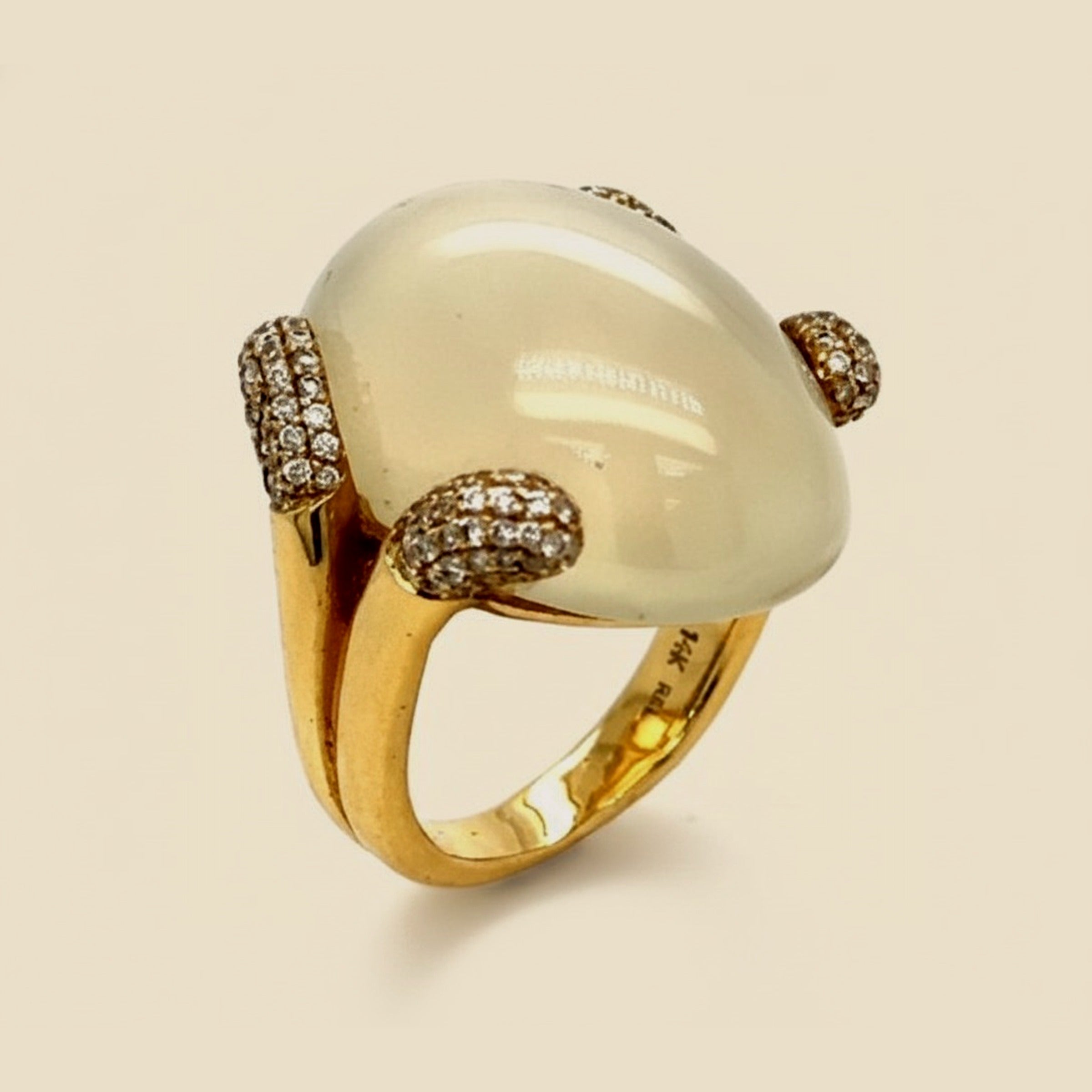 Cat's Eye Quartz & Pave Diamond Ring in Yellow – Empire Diamond