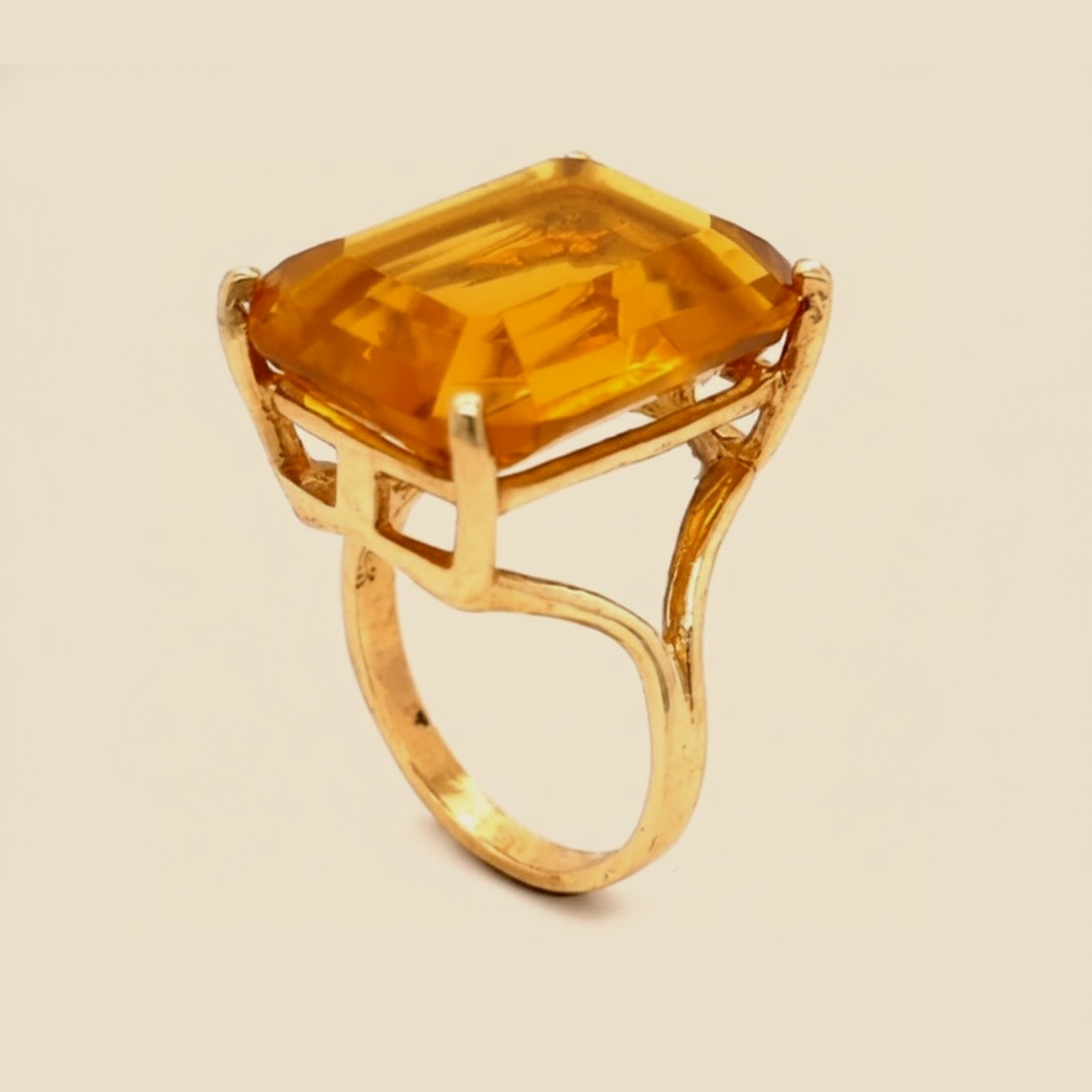 Citrine Solitaire Statement Ring – Empire Diamond – view 2
