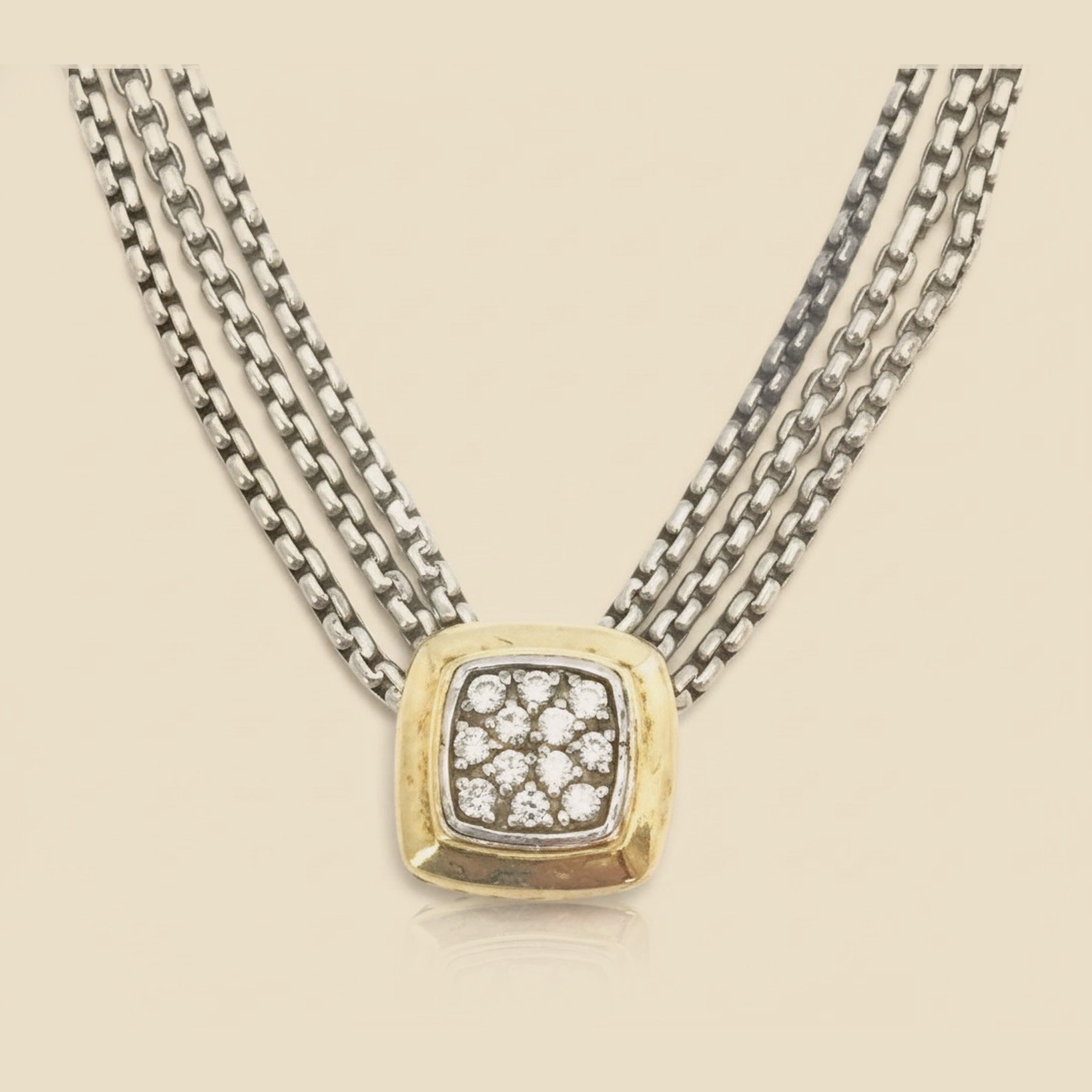 David Yurman 18K & Sterling Silver Pave Diamond Necklace – Empire Diamond