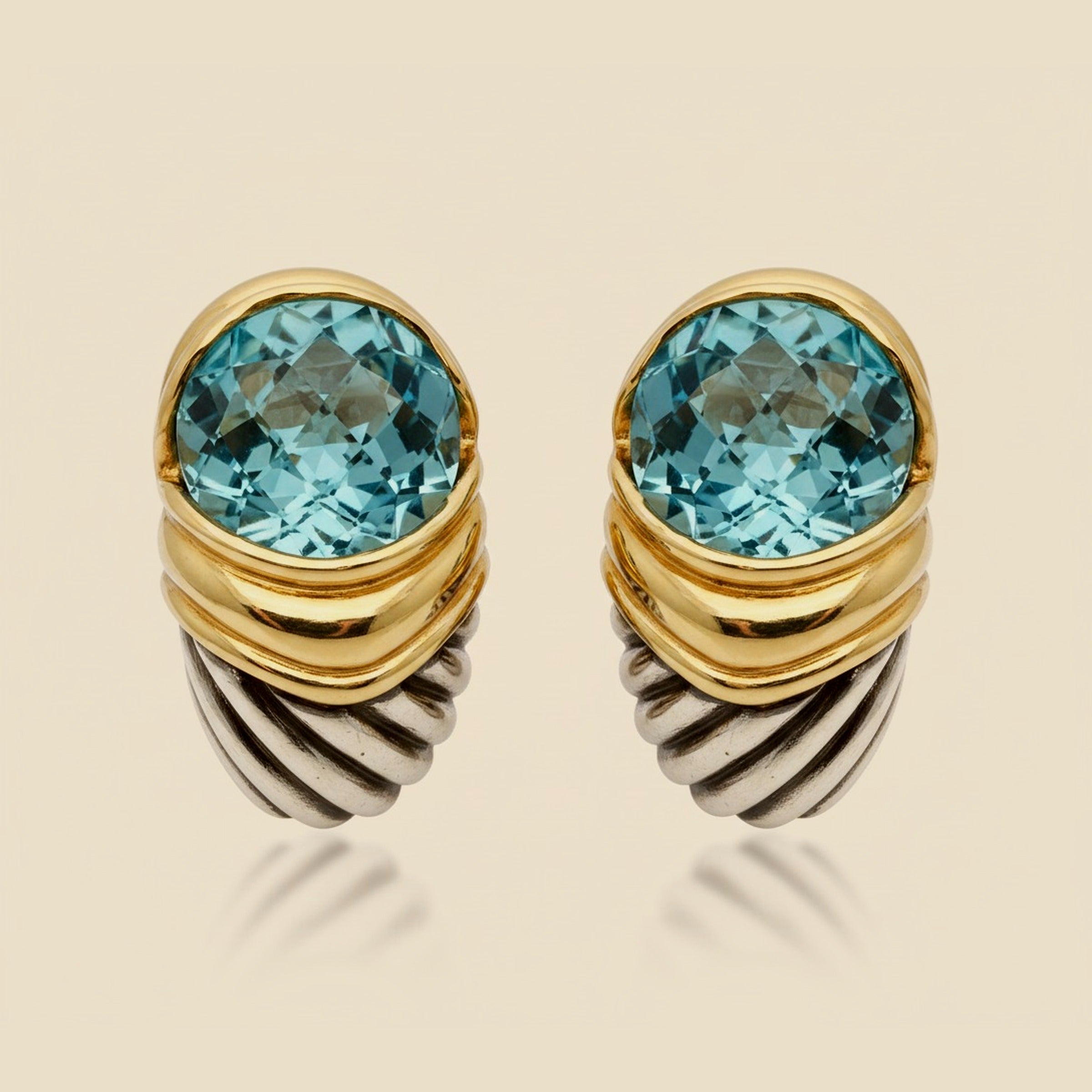 David Yurman Sterling Silver & 14K Blue Topaz Chatelaine Earrings – Empire Diamond