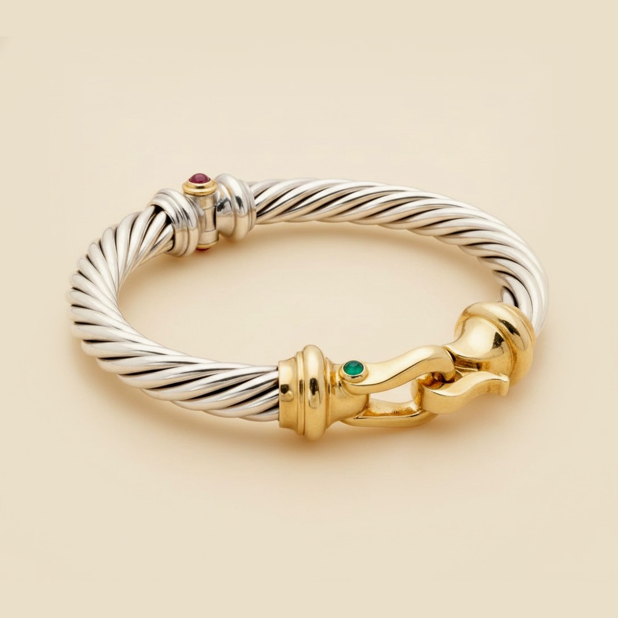 David Yurman Yellow Gold & Sterling Silver Cable Buckle – Empire Diamond