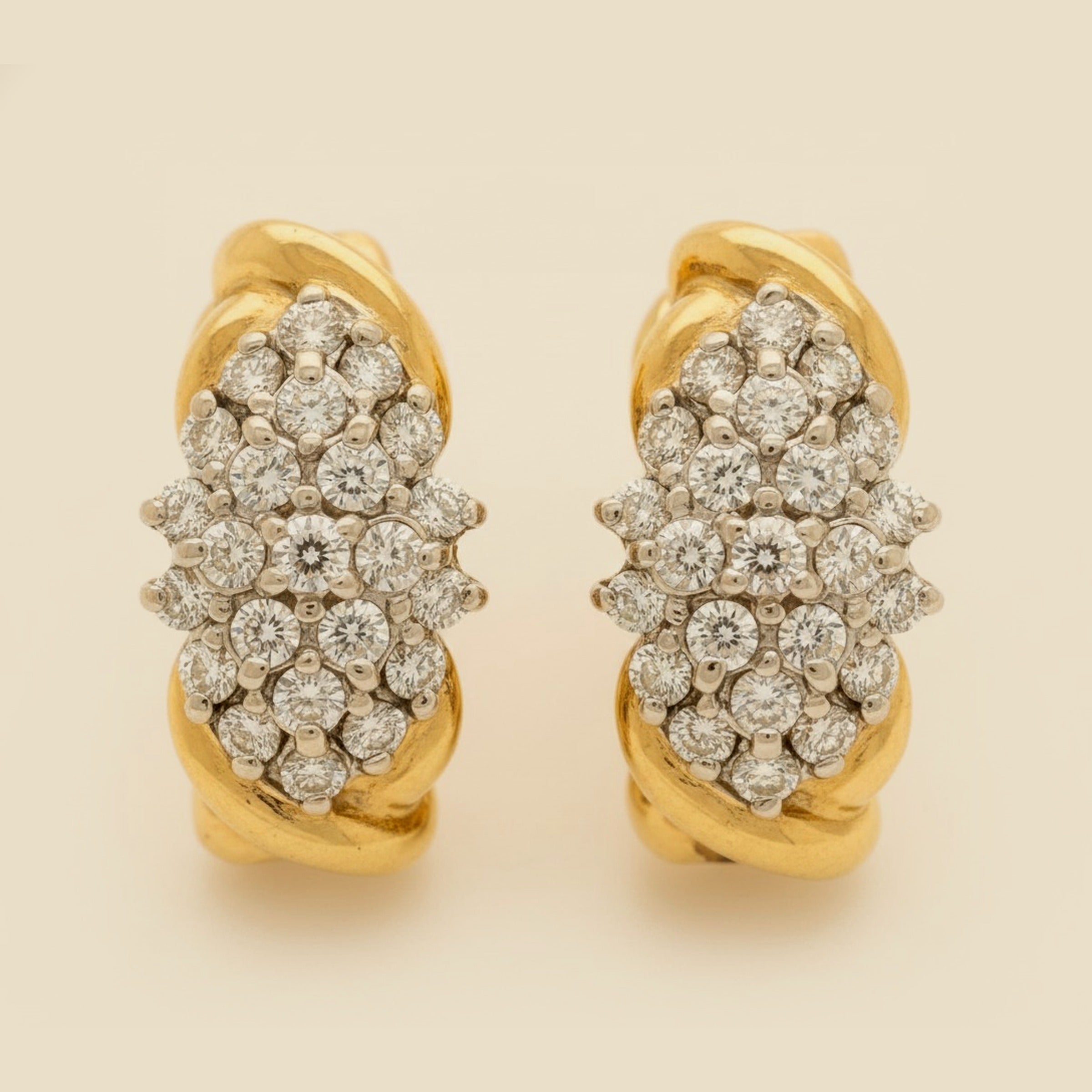 Diamond Cluster "J" Hoop Earrings – Empire Diamond