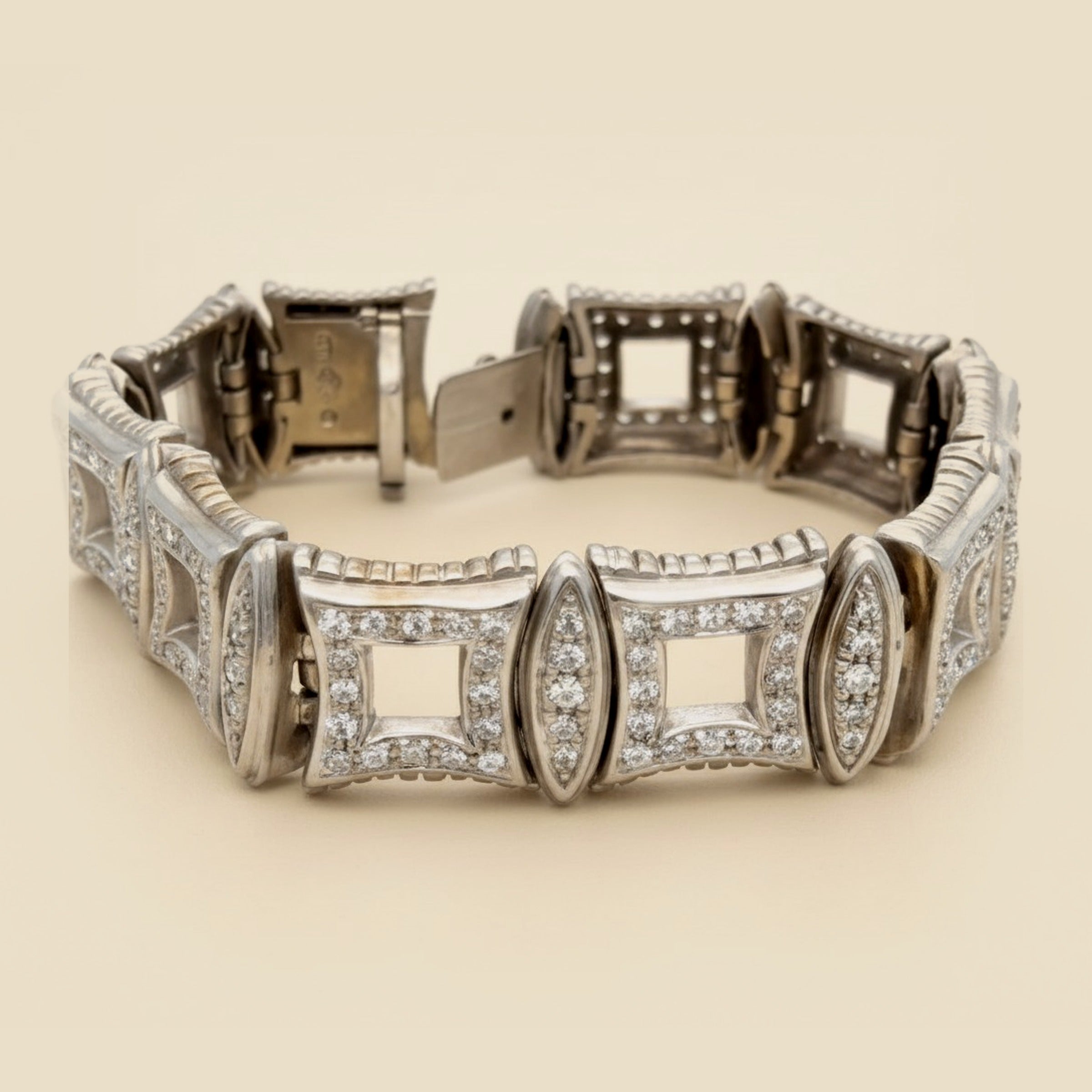 Doris Panos White Gold Open Geometric Link Diamond Bracelet – Empire Diamond