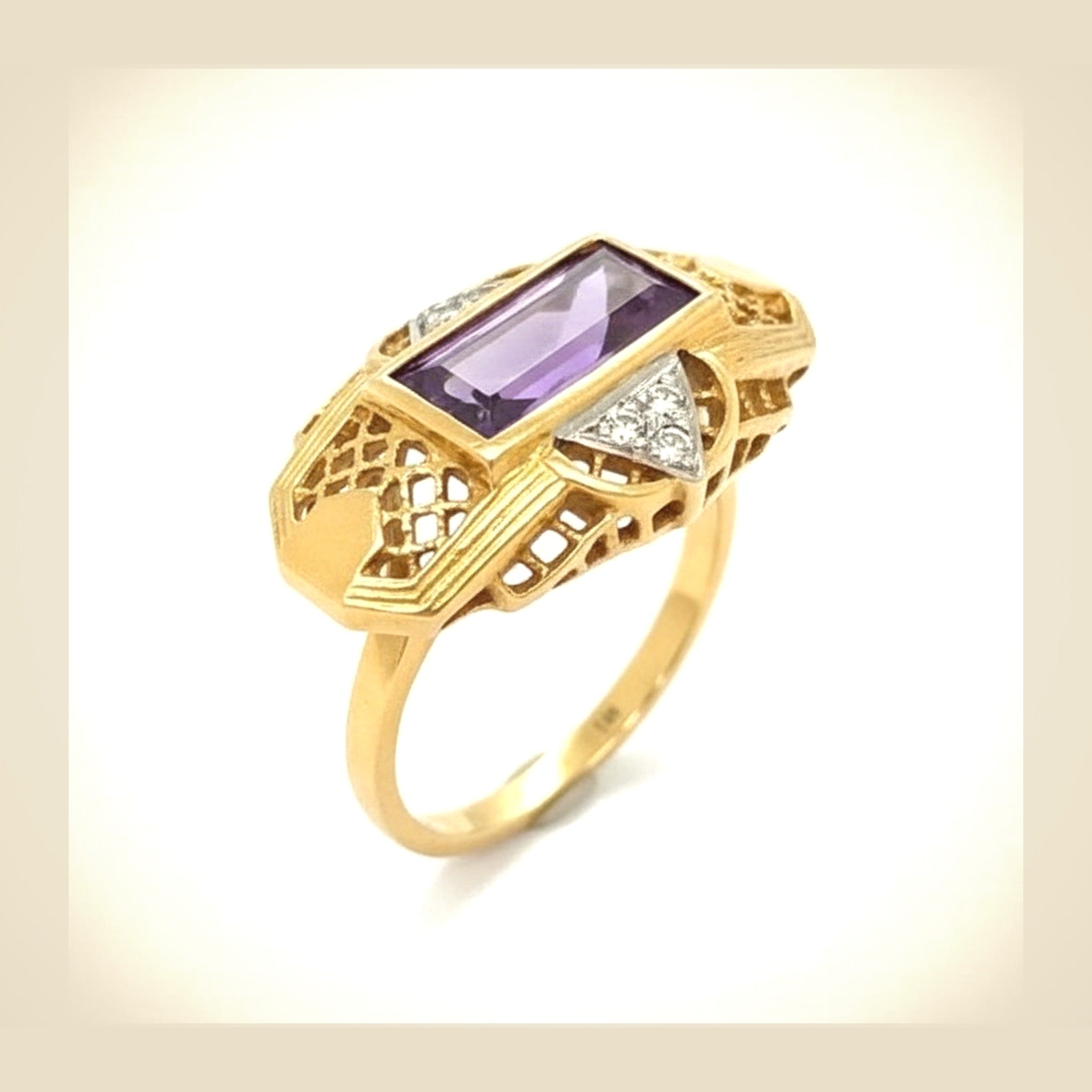 Filigree Amethyst & Diamond Dinner Ring – Empire Diamond