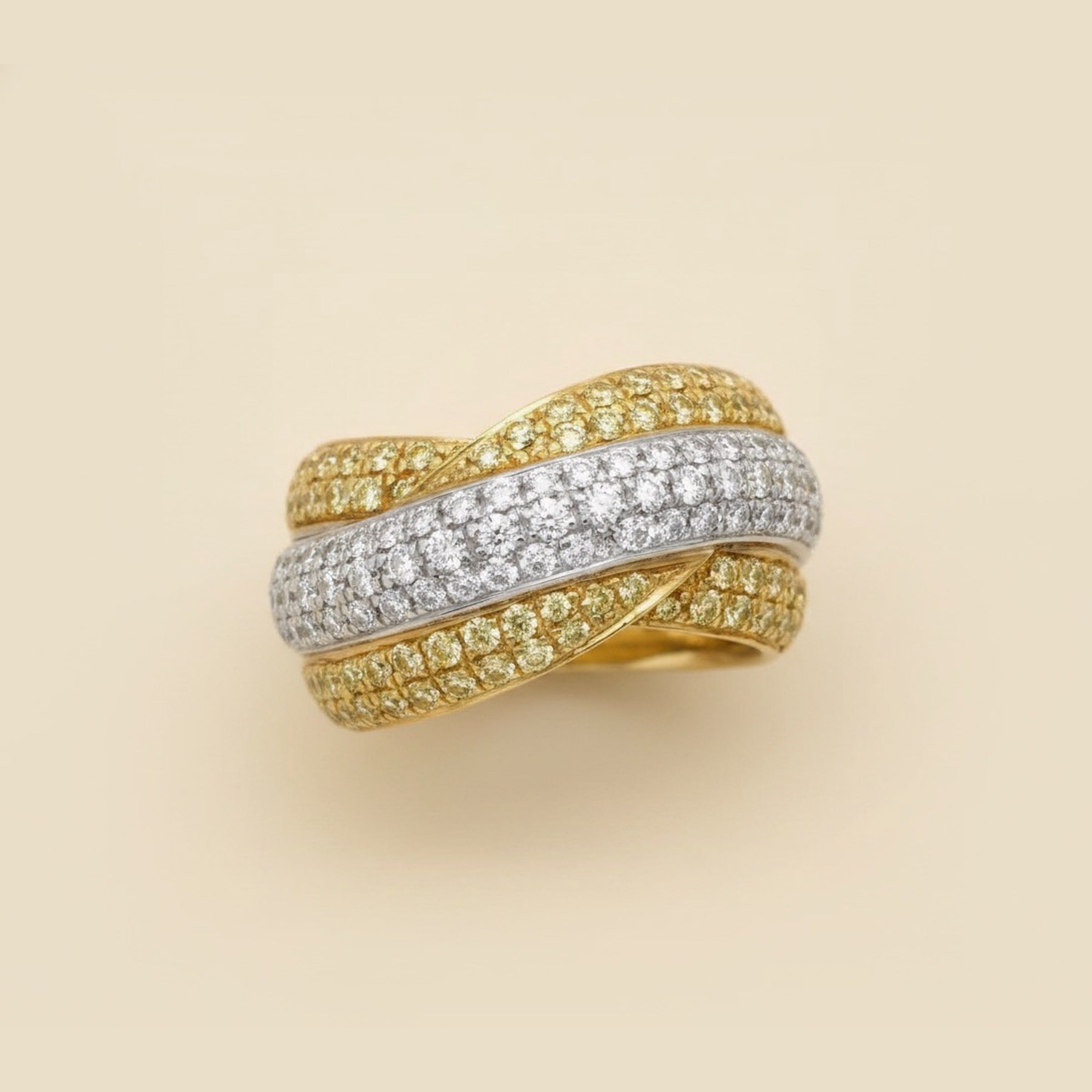 Greg Ruth Two Tone Diamond Cross Over Ring