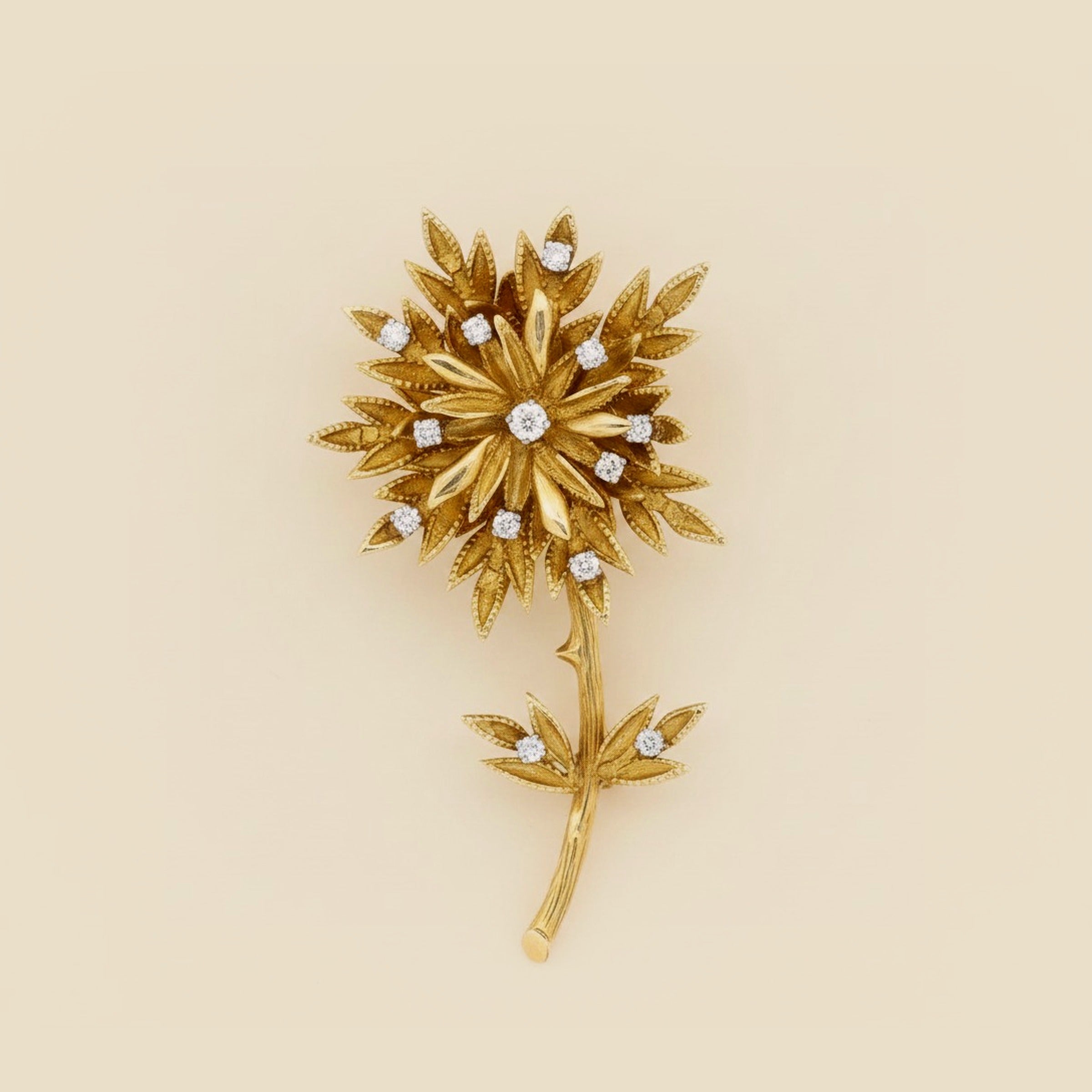 Hammerman Bros.Yellow Gold Diamond Flower Pin – Empire Diamond