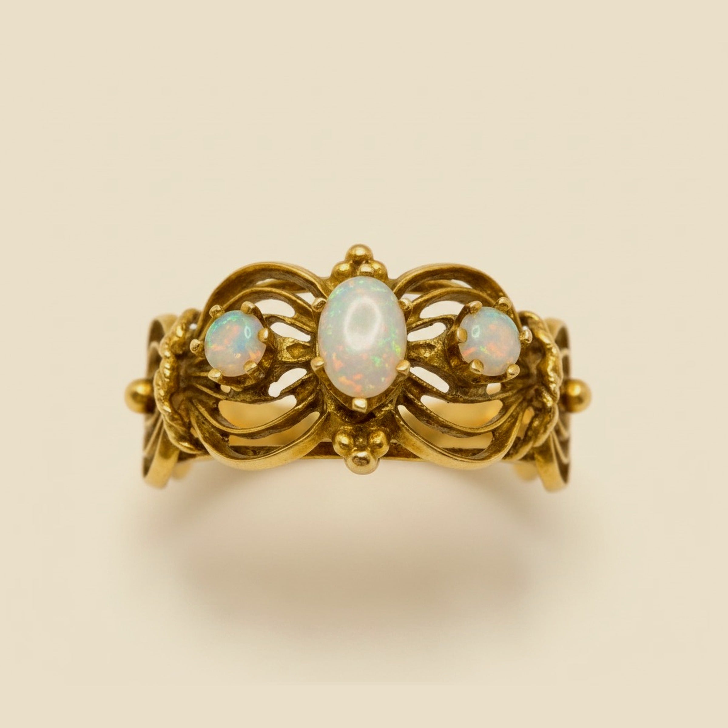 Handmade Bead Braid & Wire Opal Ring – Empire Diamond – view 2