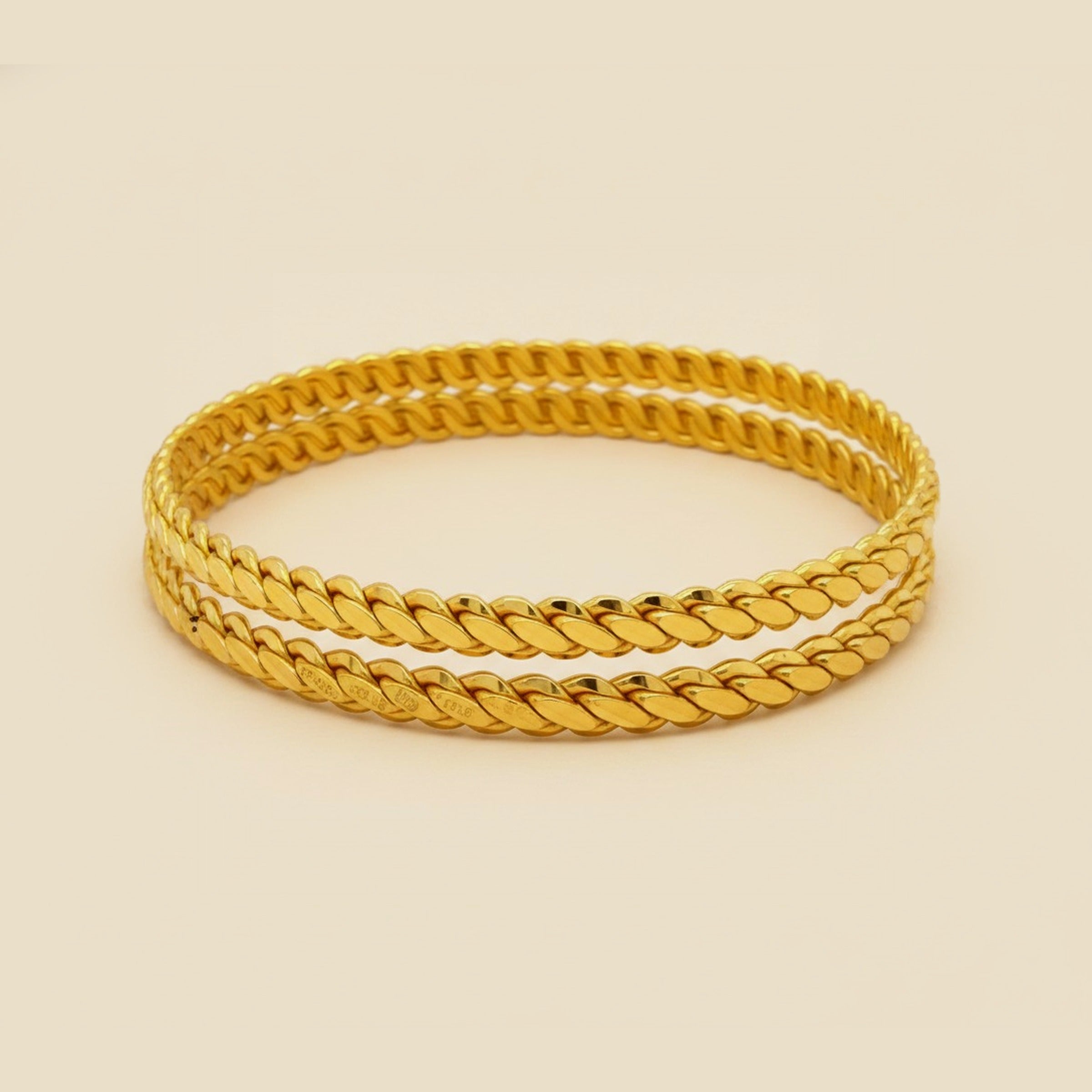Identical Pair of Yellow Gold Slip on Bangle Bracelets – Empire Diamond