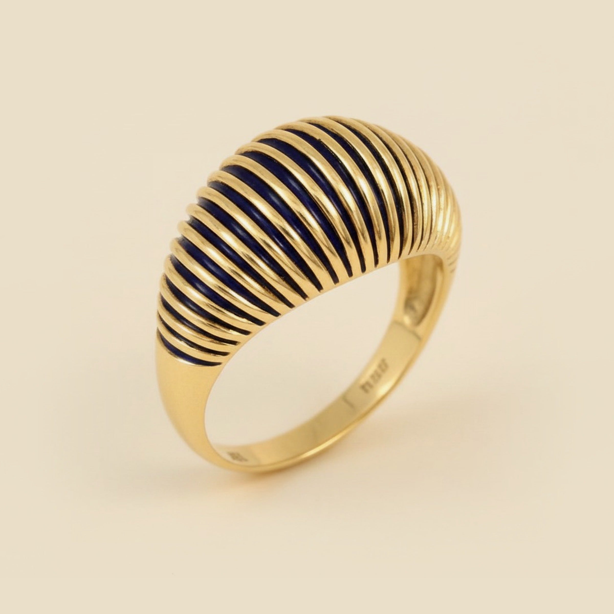 Italy, Yellow Gold Ribbed Dome Ring – Empire Diamond