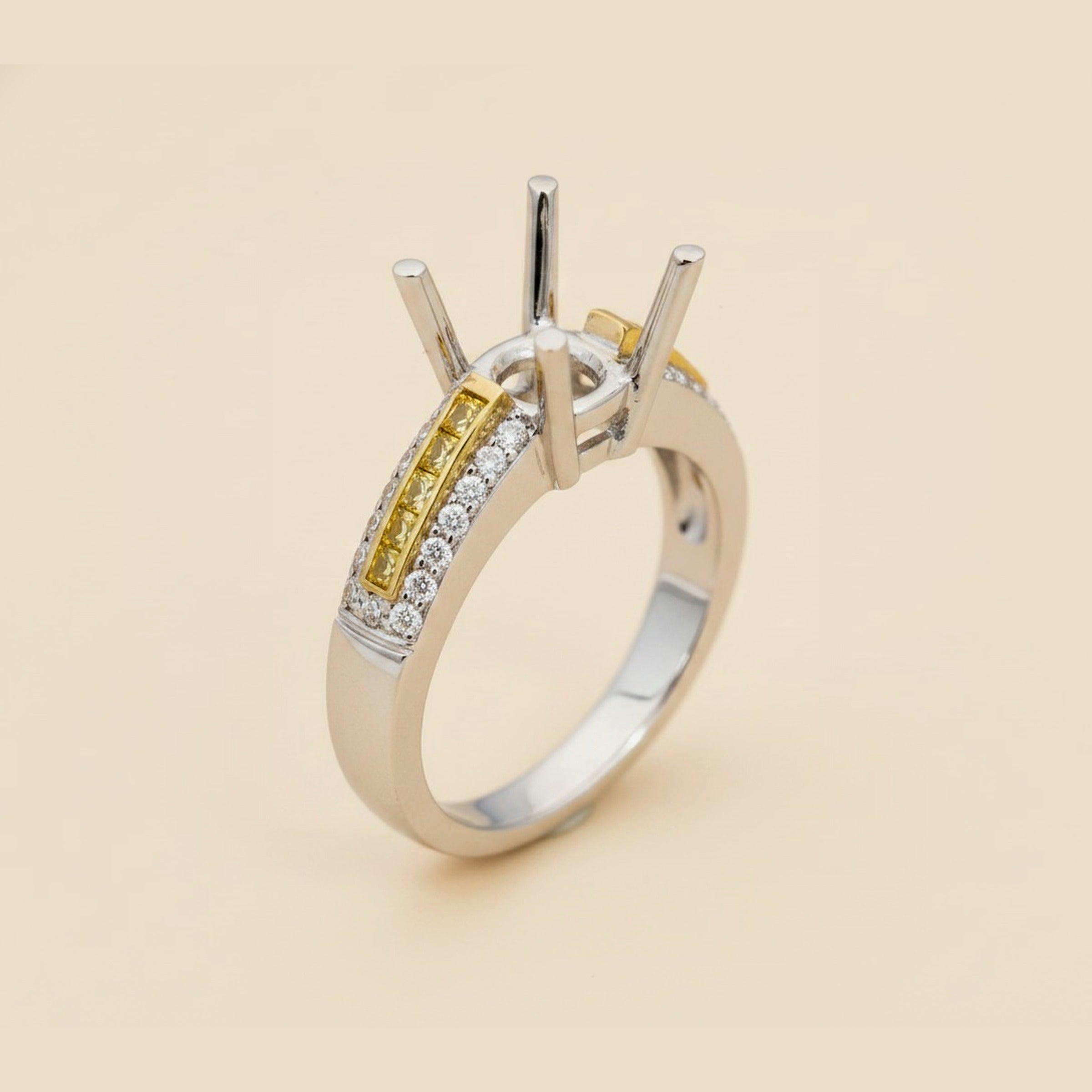 Martin Flyer 4 Prong Platinum & Yellow Gold Diamond Setting