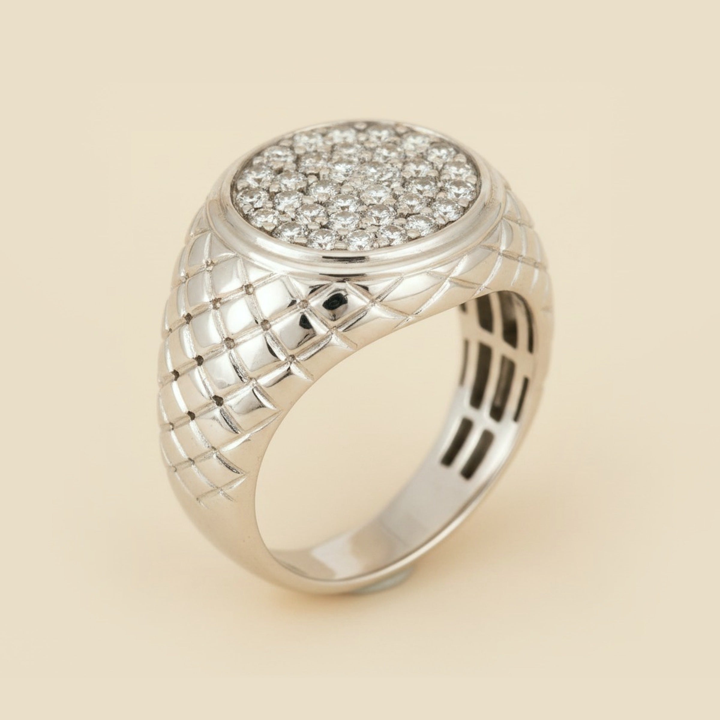 Men's White Gold Diamond Signet Ring – Empire Diamond