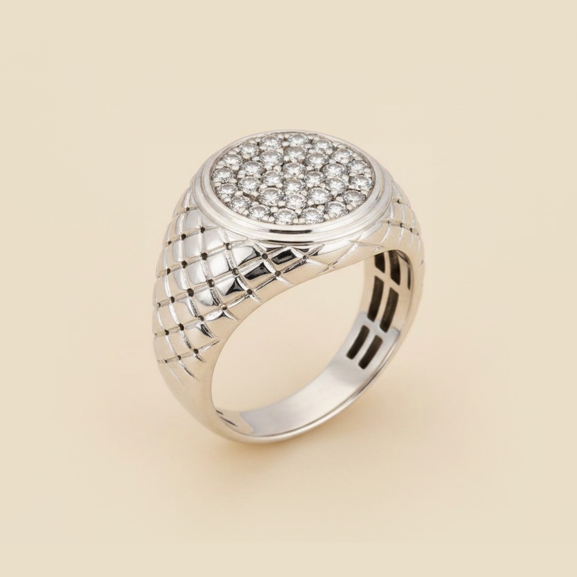 Men's White Gold Diamond Signet Ring – Empire Diamond – view 2