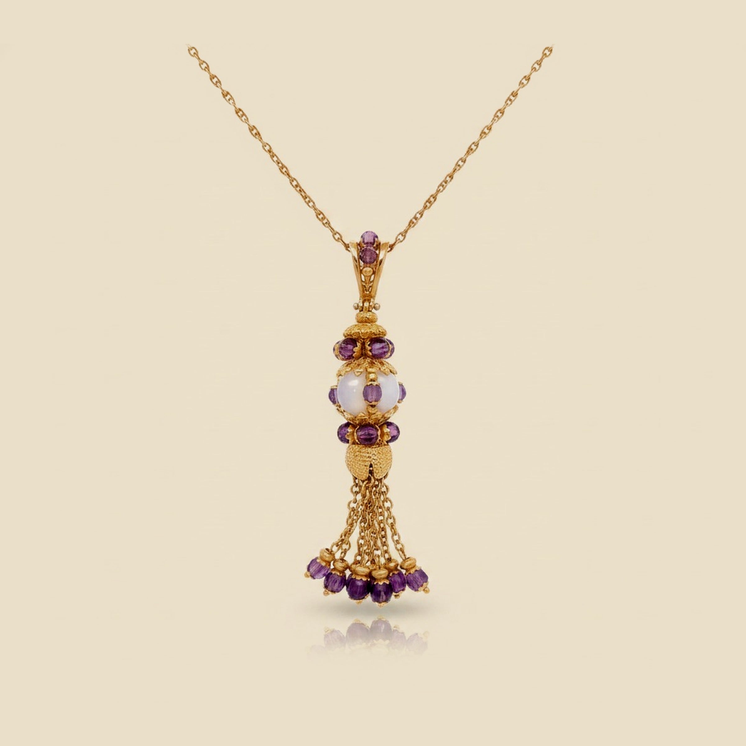 Ornate Amethyst Briolette & Cabochon Moonstone Necklace Enhancer – Empire Diamond